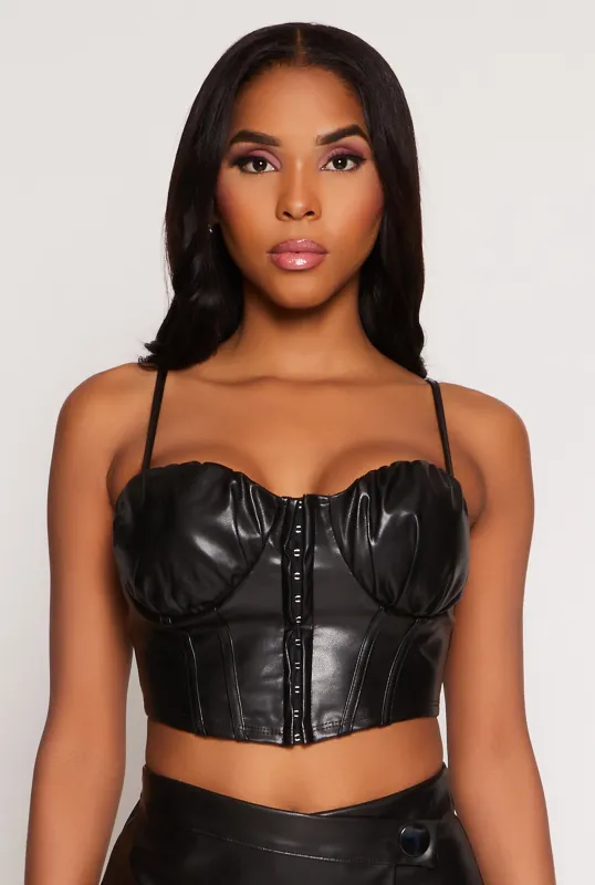 Haute Monde Faux Leather Bustier Top sold by Rainbow
