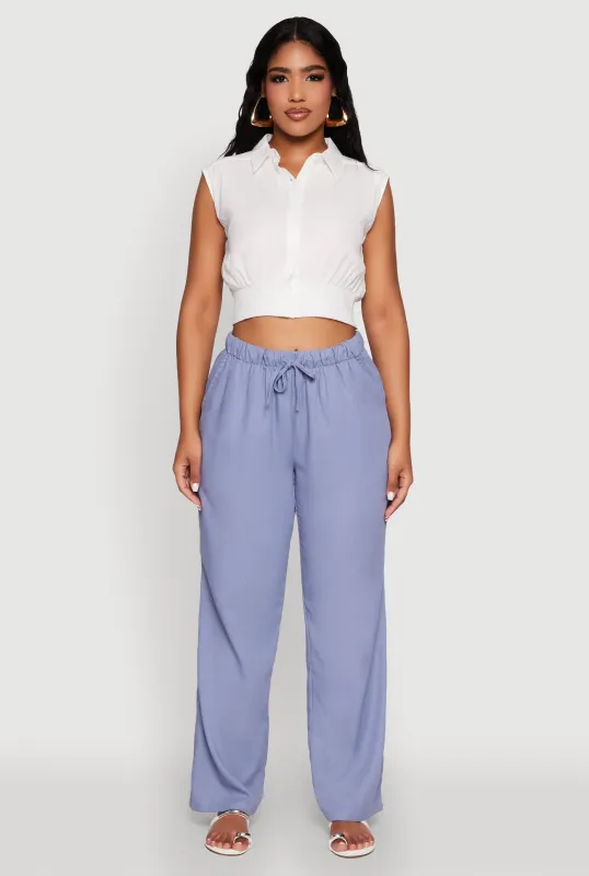 Sleeveless Cropped Button Front Shirt sold by Rainbow