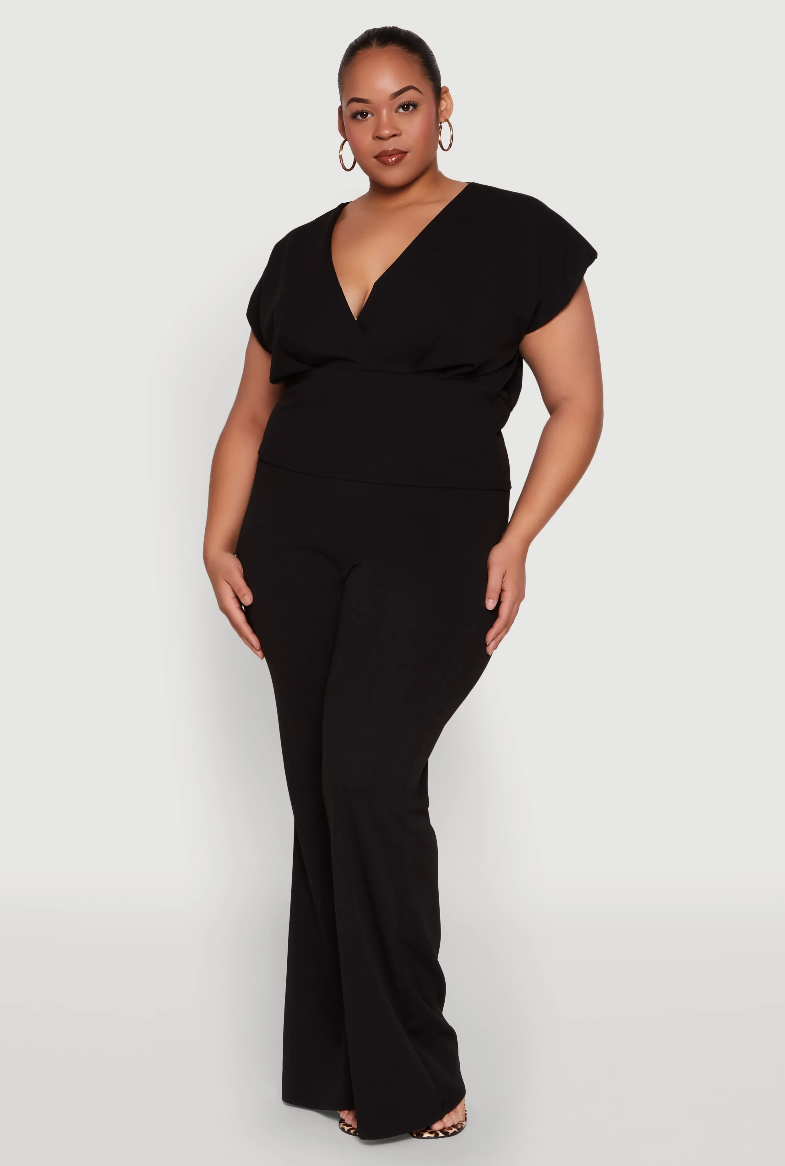 Plus Size High Waisted Flared Pants sold by Rainbow