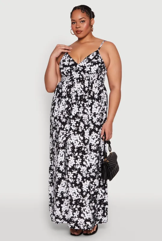 Plus Size Ditsy Floral Print Empire Waist Maxi Dress sold by Rainbow