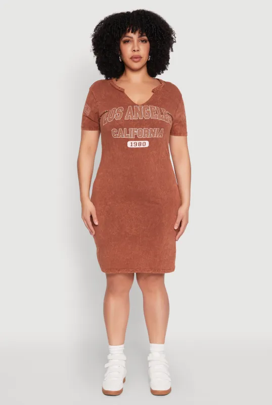 Plus Size Los Angeles California 1980 T Shirt Dress sold by Rainbow