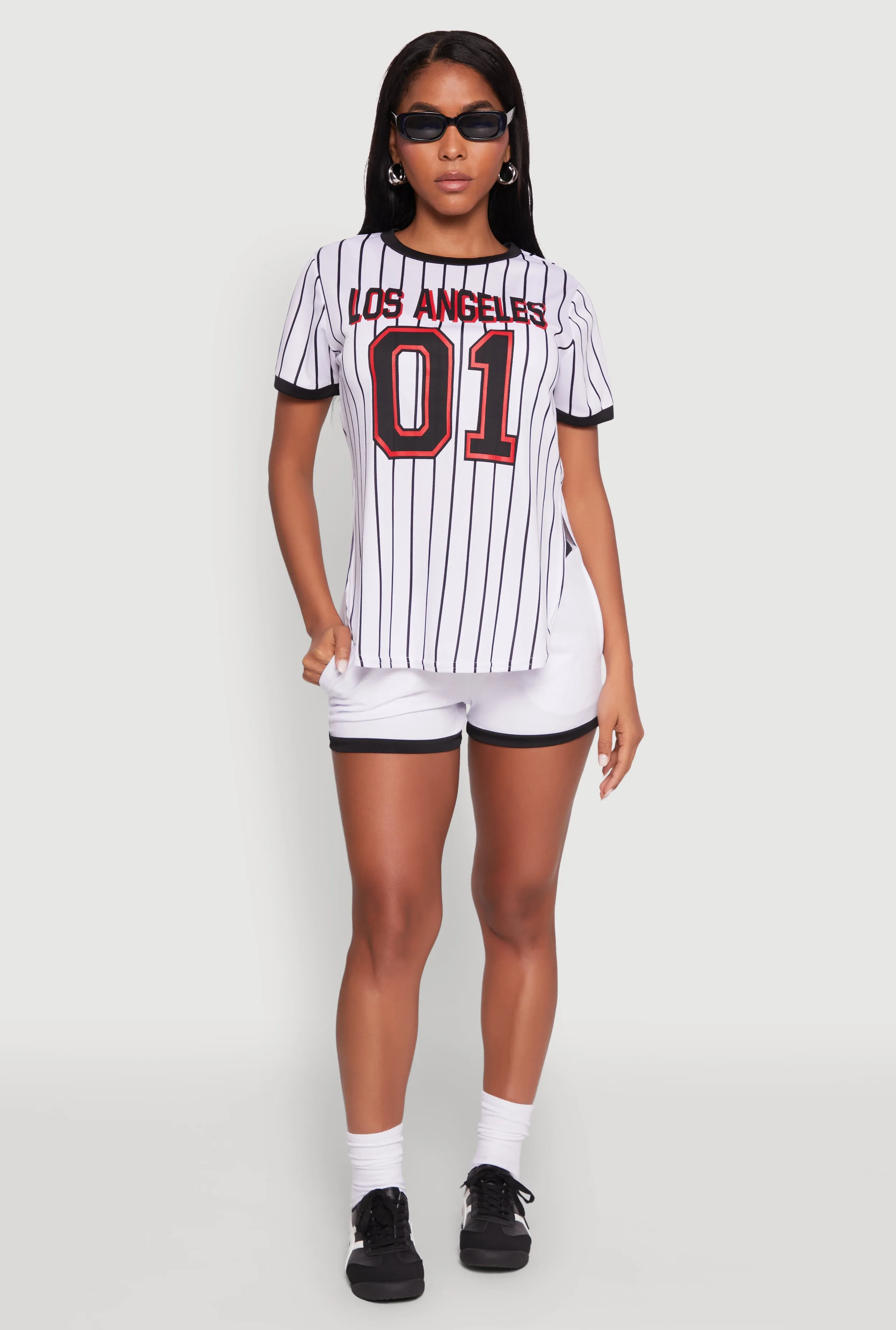 Los Angeles 01 Pinstripe Baseball Jersey sold by Rainbow