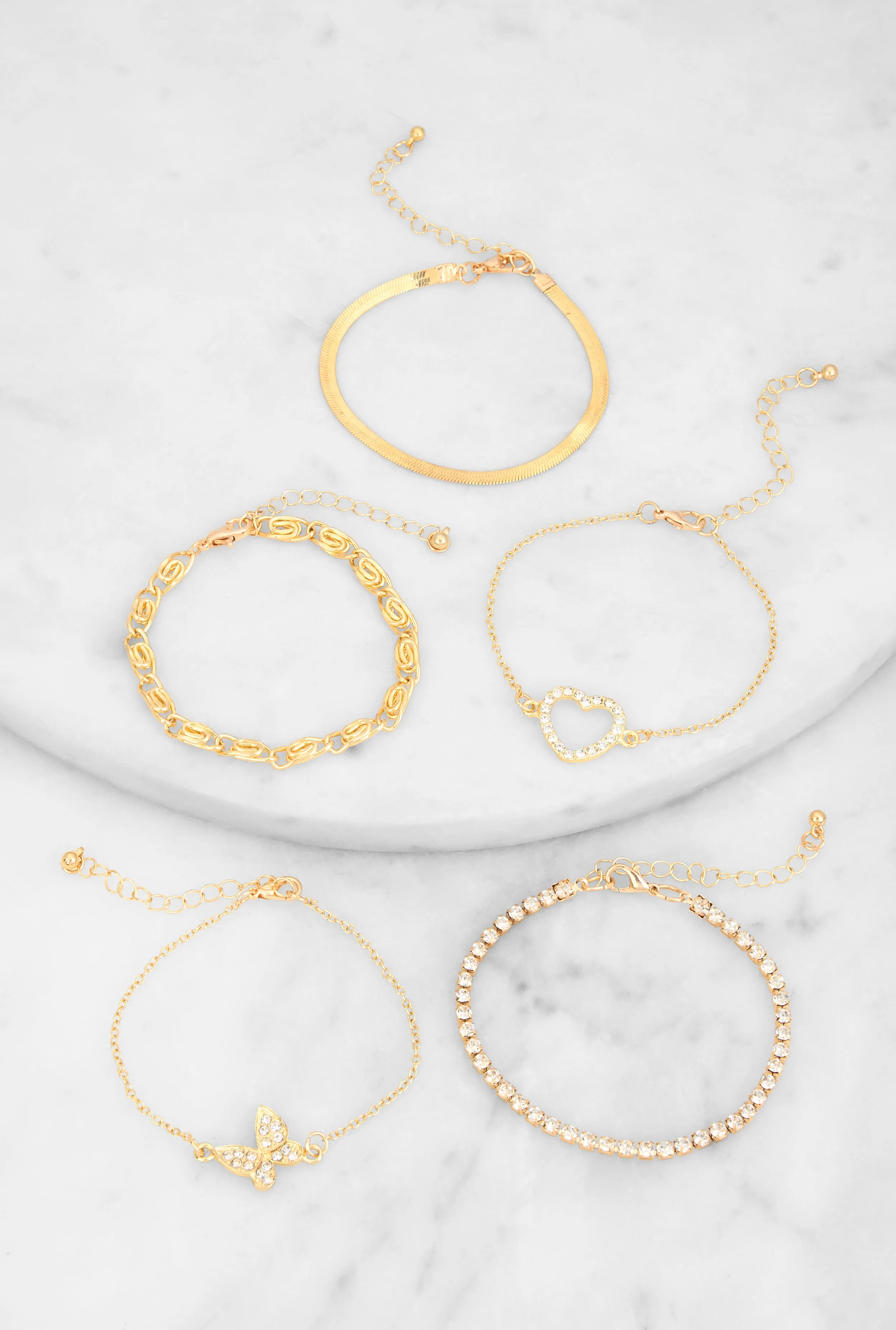 Butterfly Heart Charm Bracelets Set of 5 sold by Rainbow product image thumbnail 2