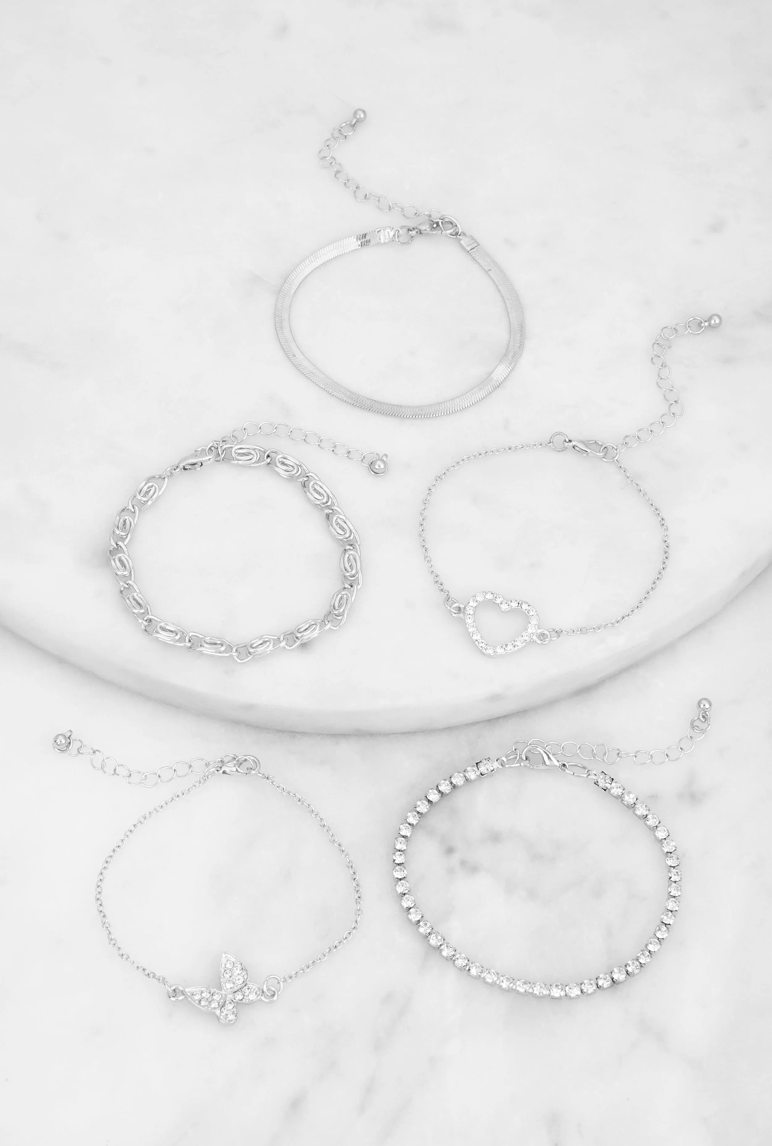 Butterfly Heart Charm Bracelets Set of 5 sold by Rainbow