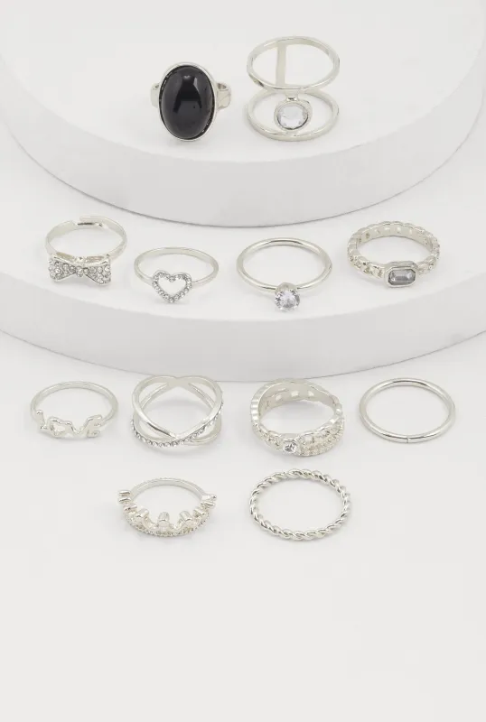 Gemstone Cubic Zirconia Assorted Rings Set of 12 sold by Rainbow
