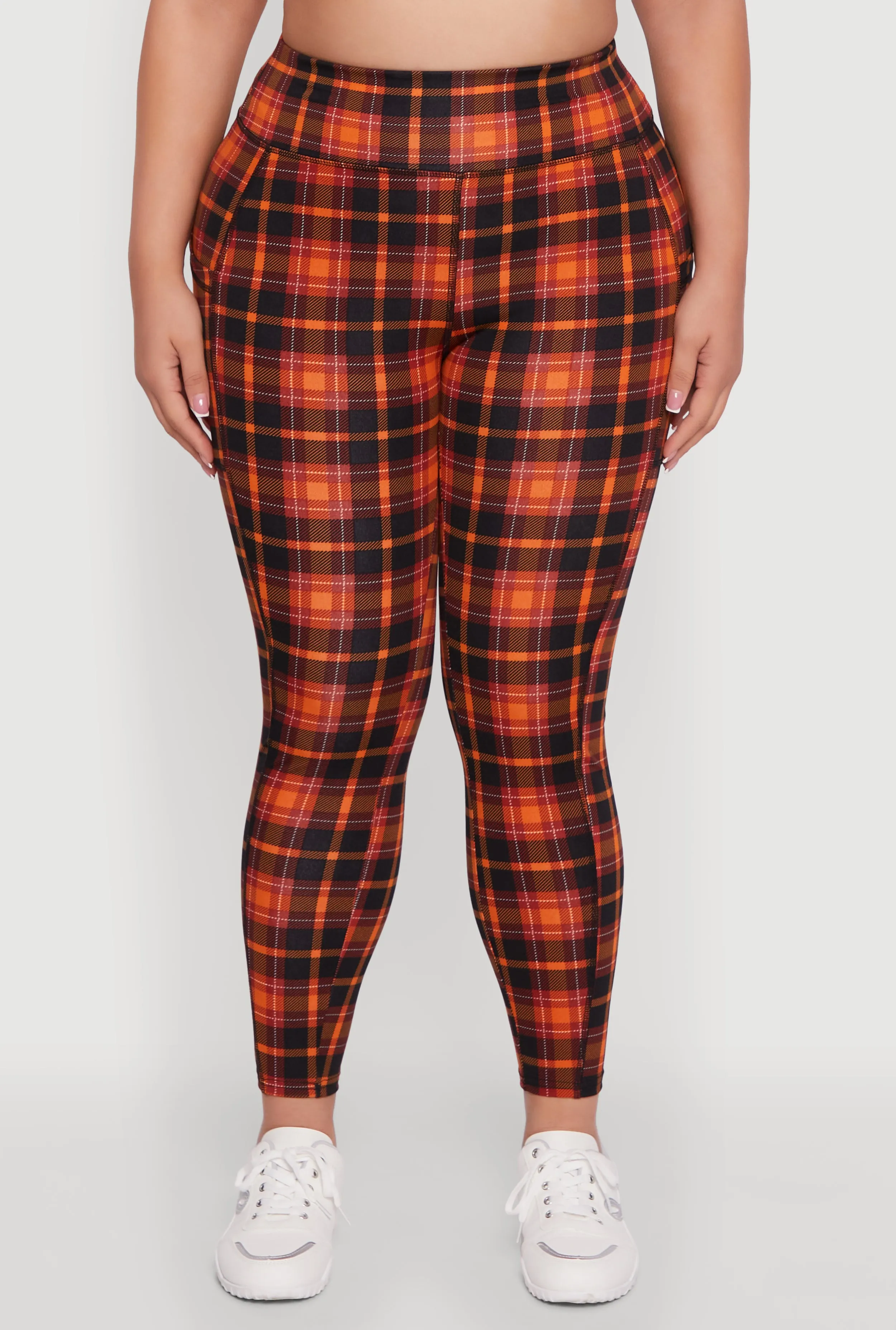 Plus Size High Waisted Cell Phone Pocket Plaid Leggings sold by Rainbow product image thumbnail 5