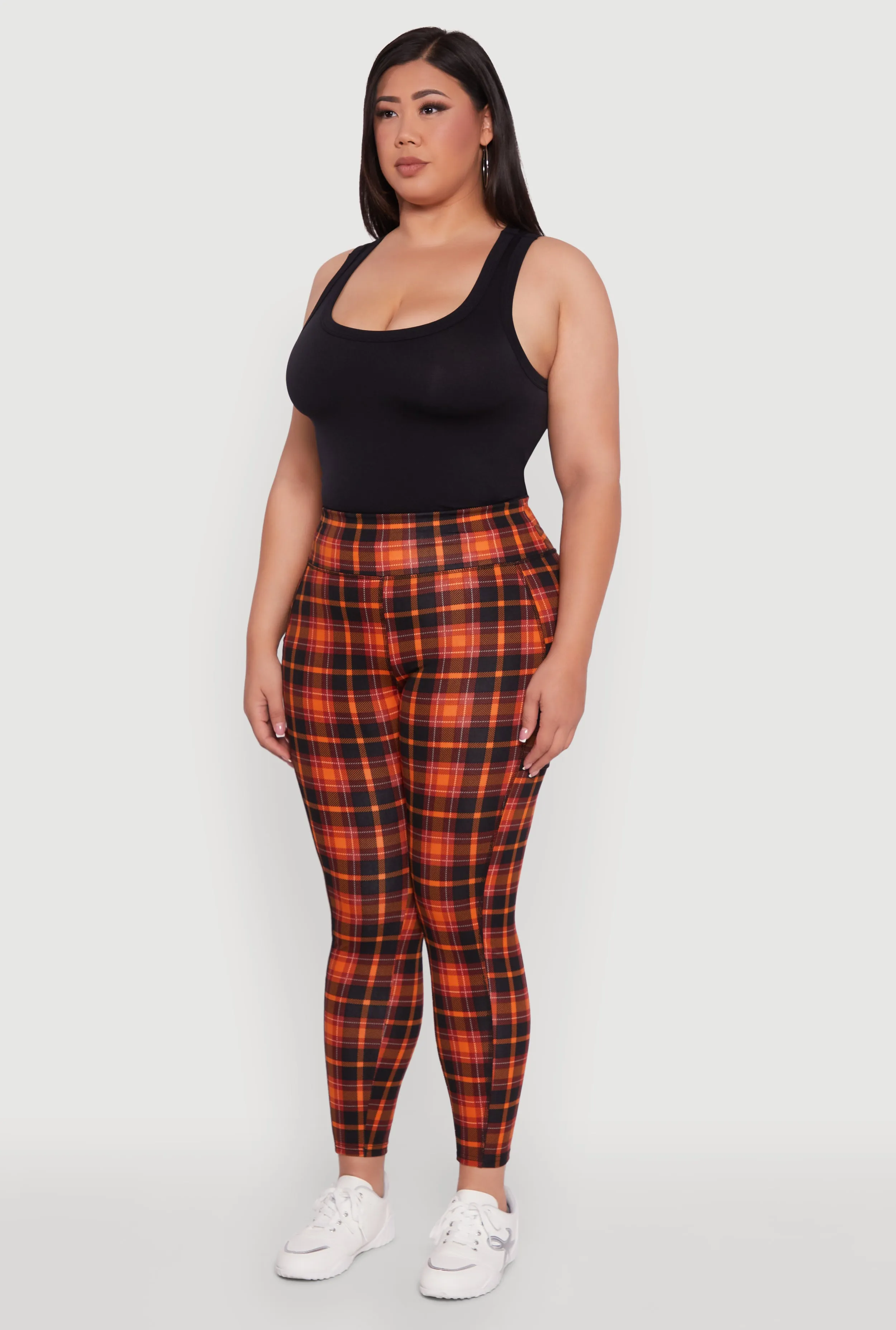 Plus Size High Waisted Cell Phone Pocket Plaid Leggings sold by Rainbow product image thumbnail 3