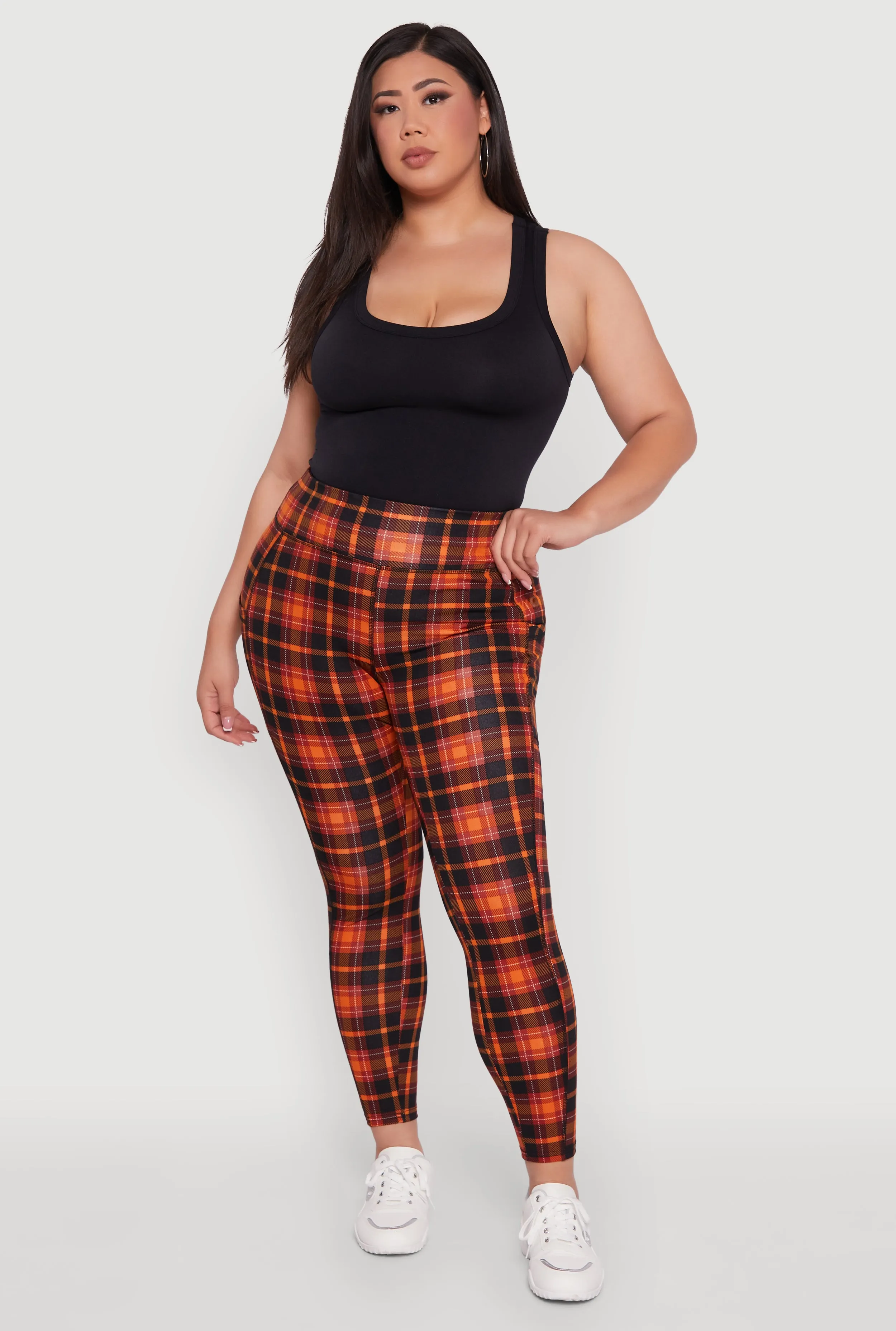 Plus Size High Waisted Cell Phone Pocket Plaid Leggings sold by Rainbow product image thumbnail 2