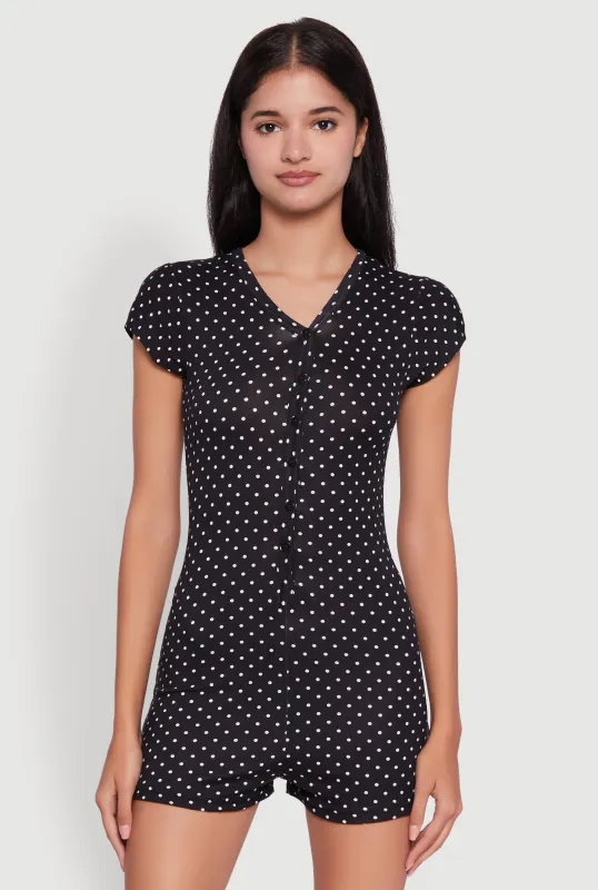 Drama Queen Graphic Polka Dot Pajama Romper sold by Rainbow