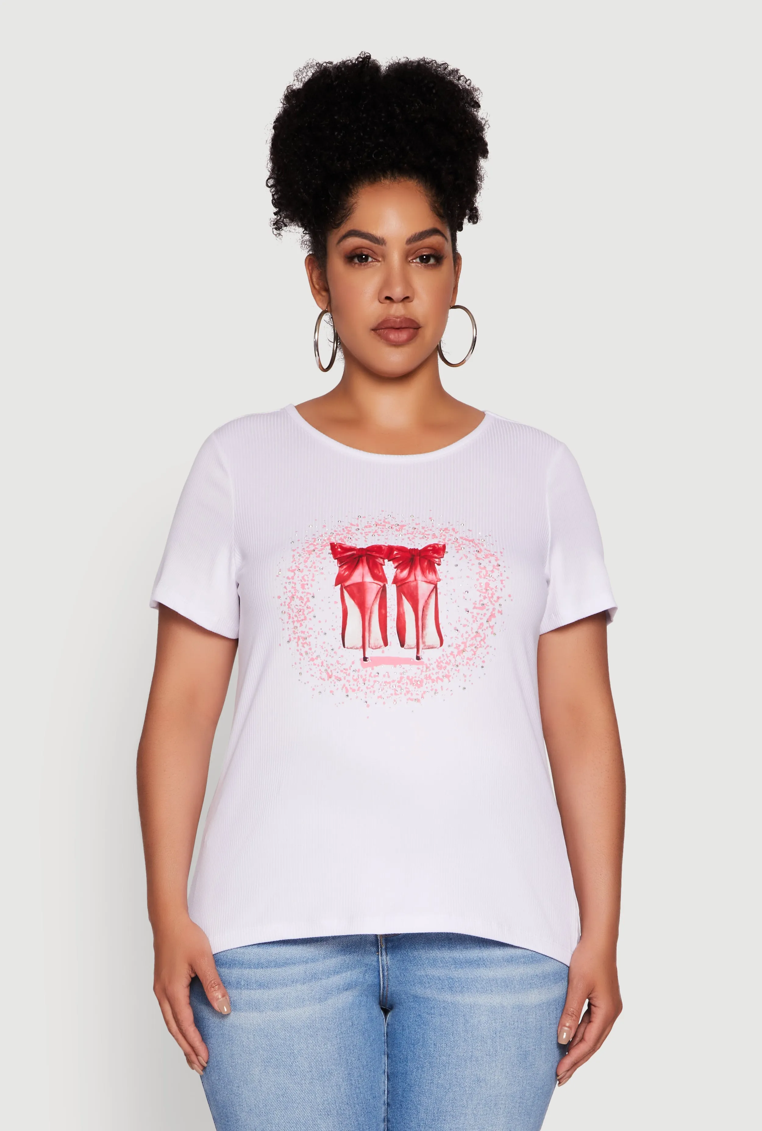 Plus Size Rhinestone Stiletto Heel Graphic Tee sold by Rainbow product image thumbnail 2