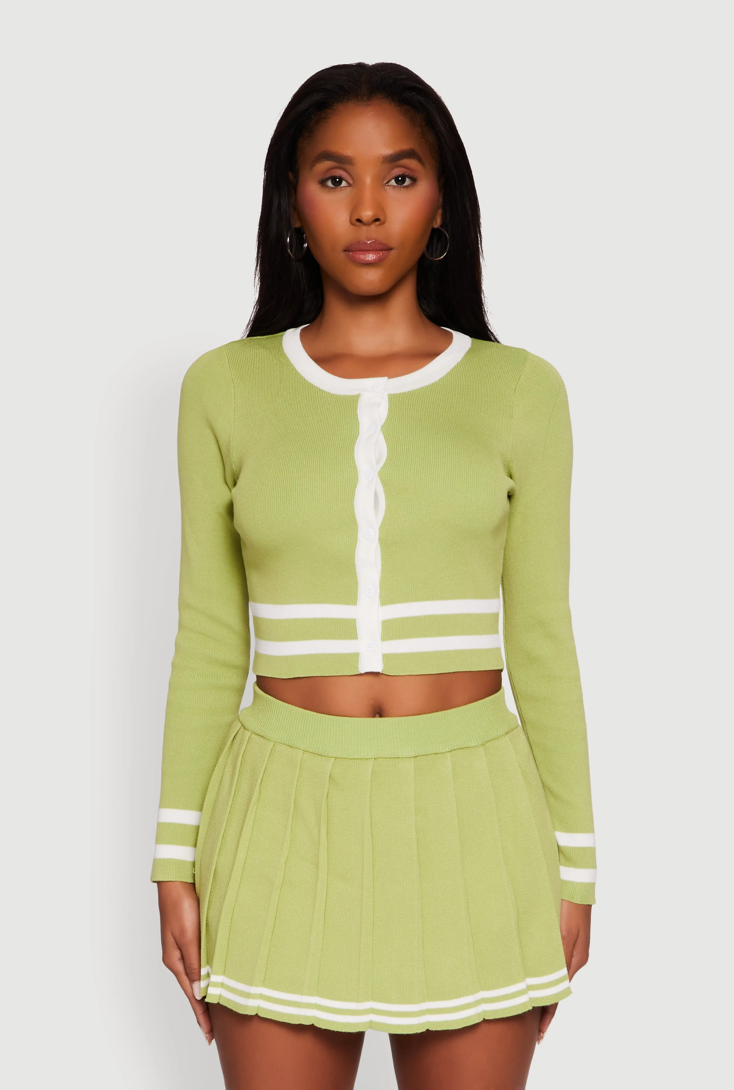 Daisy Button Front Contrast Trim Cardigan sold by Rainbow