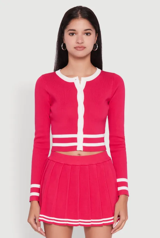 Daisy Button Front Contrast Trim Cardigan sold by Rainbow