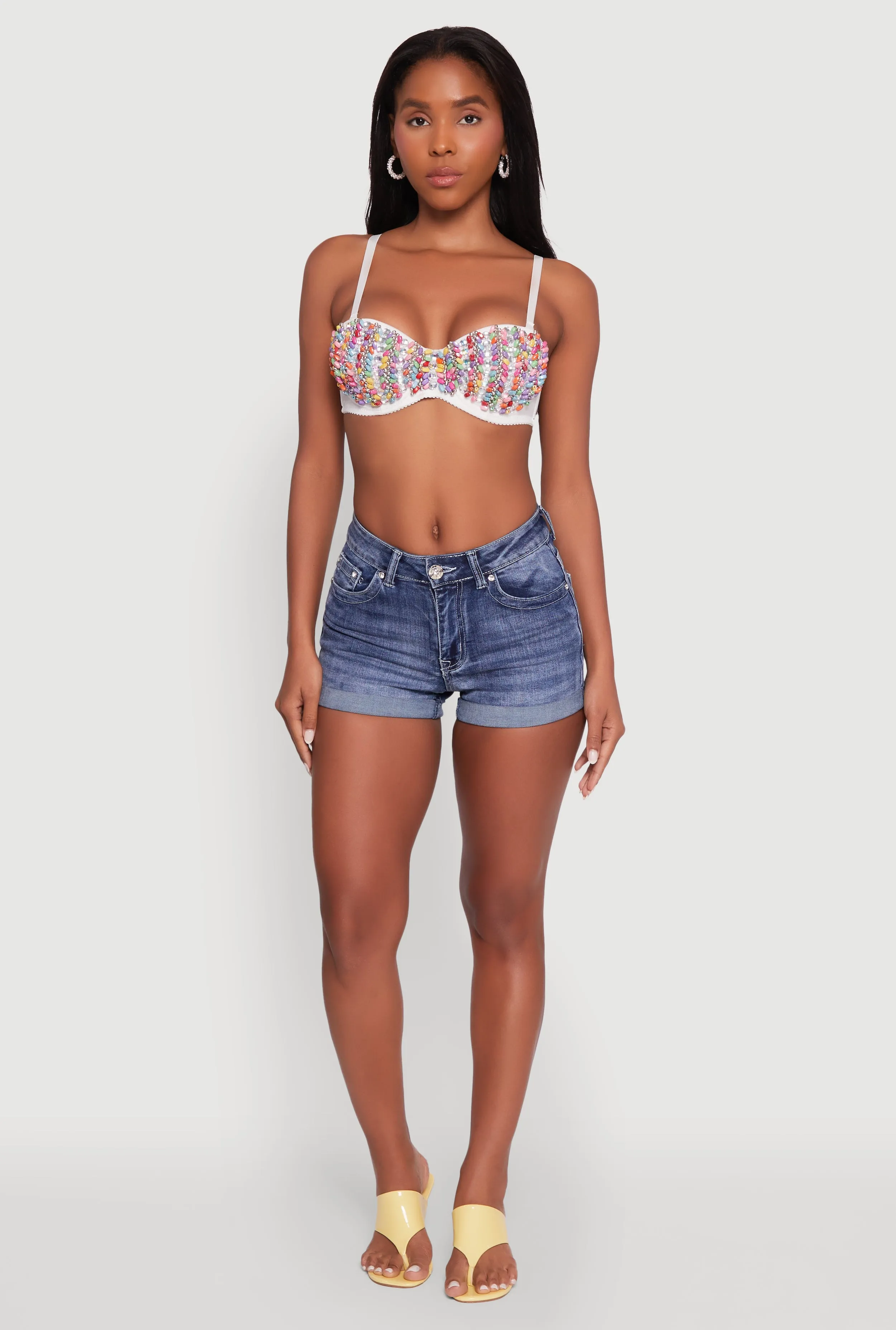 Cropped Rhinestone Bustier Top sold by Rainbow