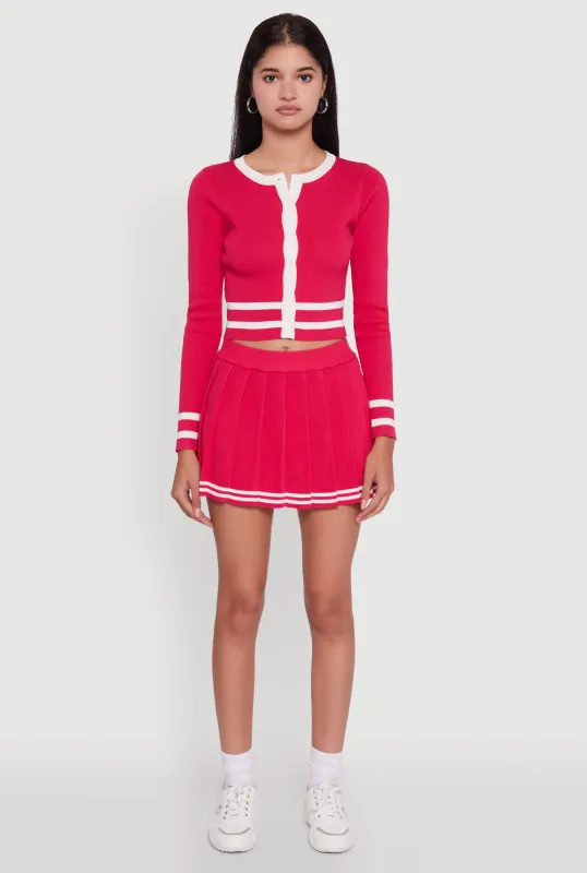 Varsity Stripe Pull On Pleated Skort sold by Rainbow