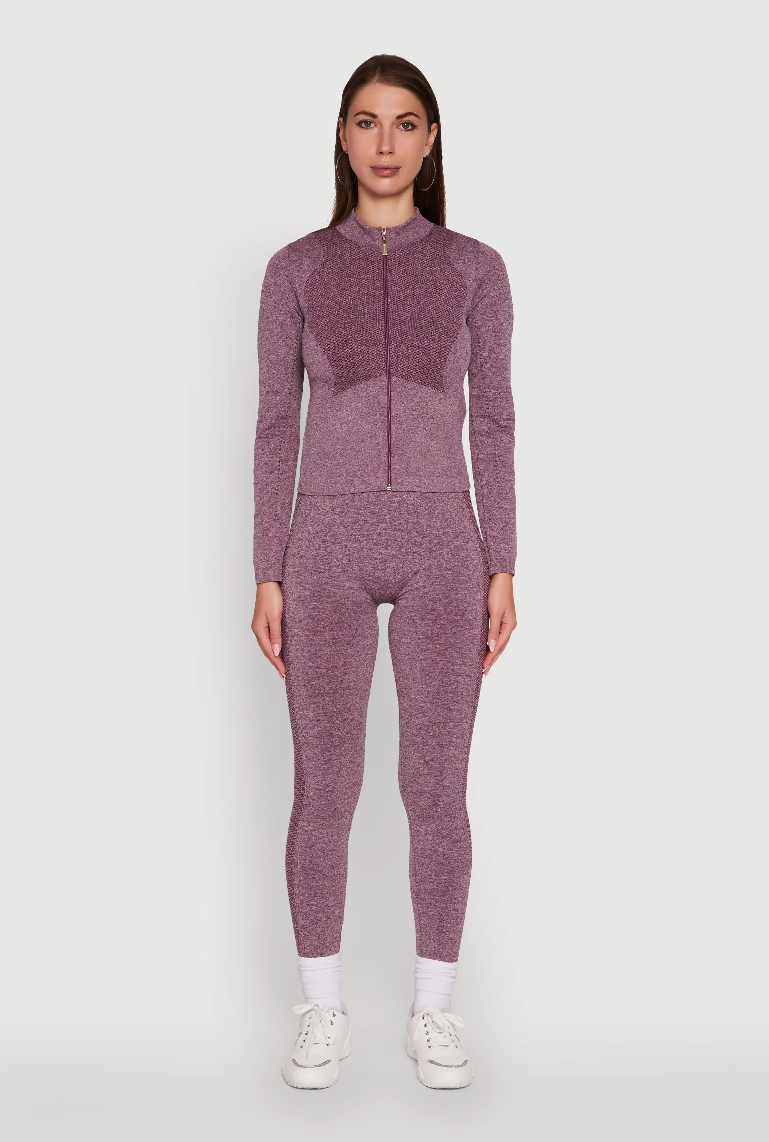 Seamless Marled Mock Neck Long Sleeve Track Jacket sold by Rainbow product image thumbnail 3