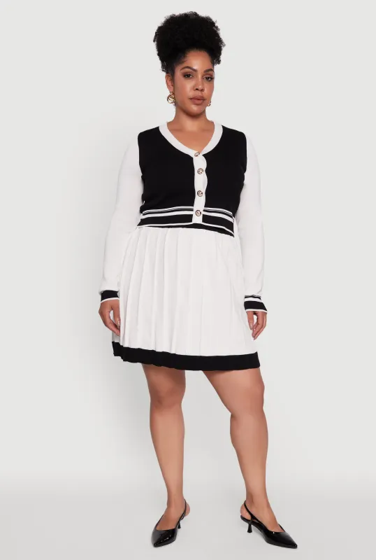 Plus Size Color Blocked Pleated Midi Skirt sold by Rainbow