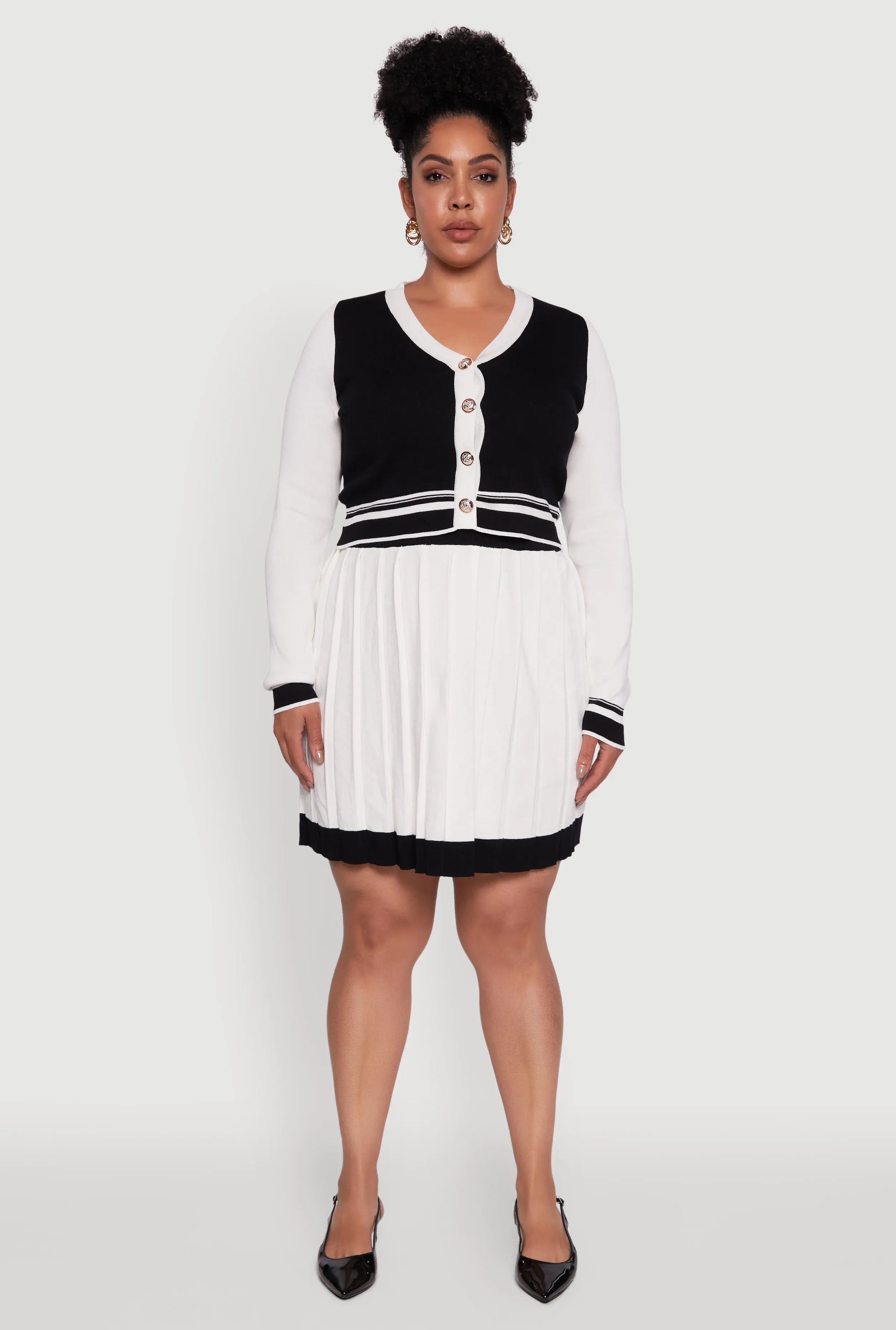 Plus Size Color Blocked Pleated Midi Skirt sold by Rainbow product image thumbnail 2