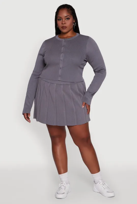 Plus Size High Waisted Solid Mini Pleated Skirt sold by Rainbow