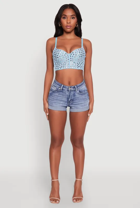 Gemstone Faux Pearl Beaded Bustier Top sold by Rainbow