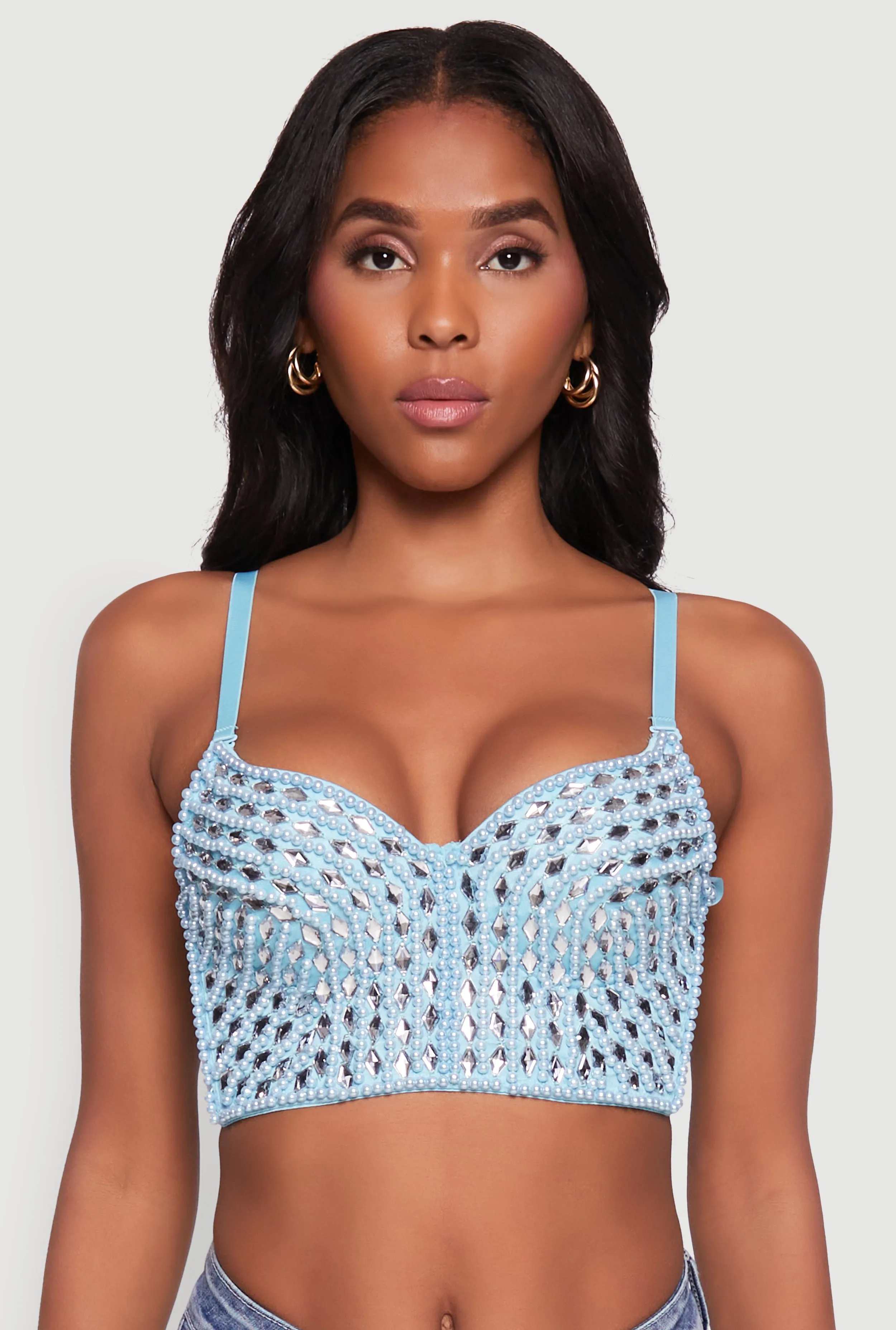 Gemstone Faux Pearl Beaded Bustier Top sold by Rainbow product image thumbnail 2