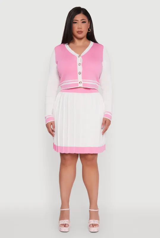 Plus Size Color Blocked Pleated Midi Skirt sold by Rainbow
