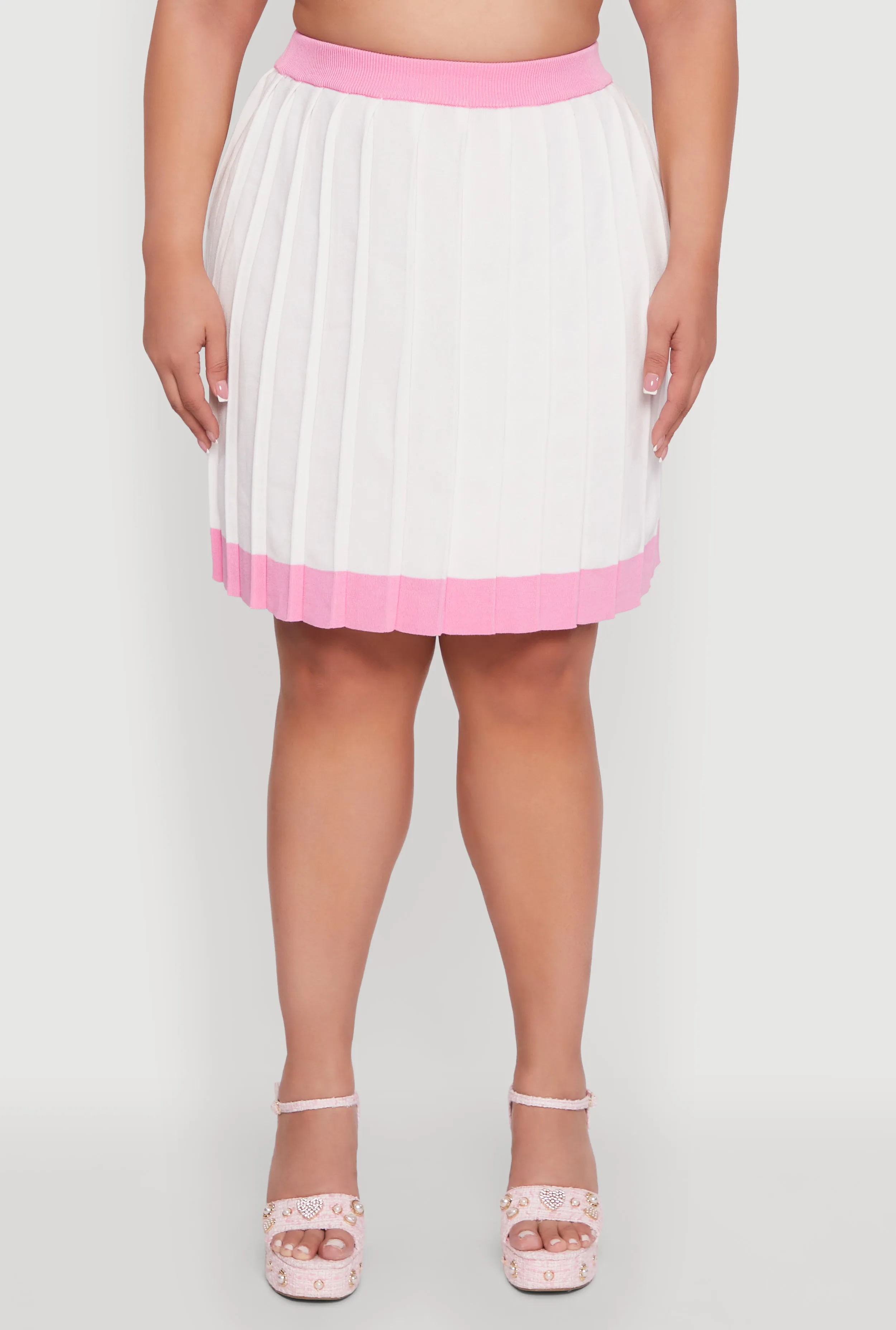 Plus Size Color Blocked Pleated Midi Skirt sold by Rainbow product image thumbnail 3