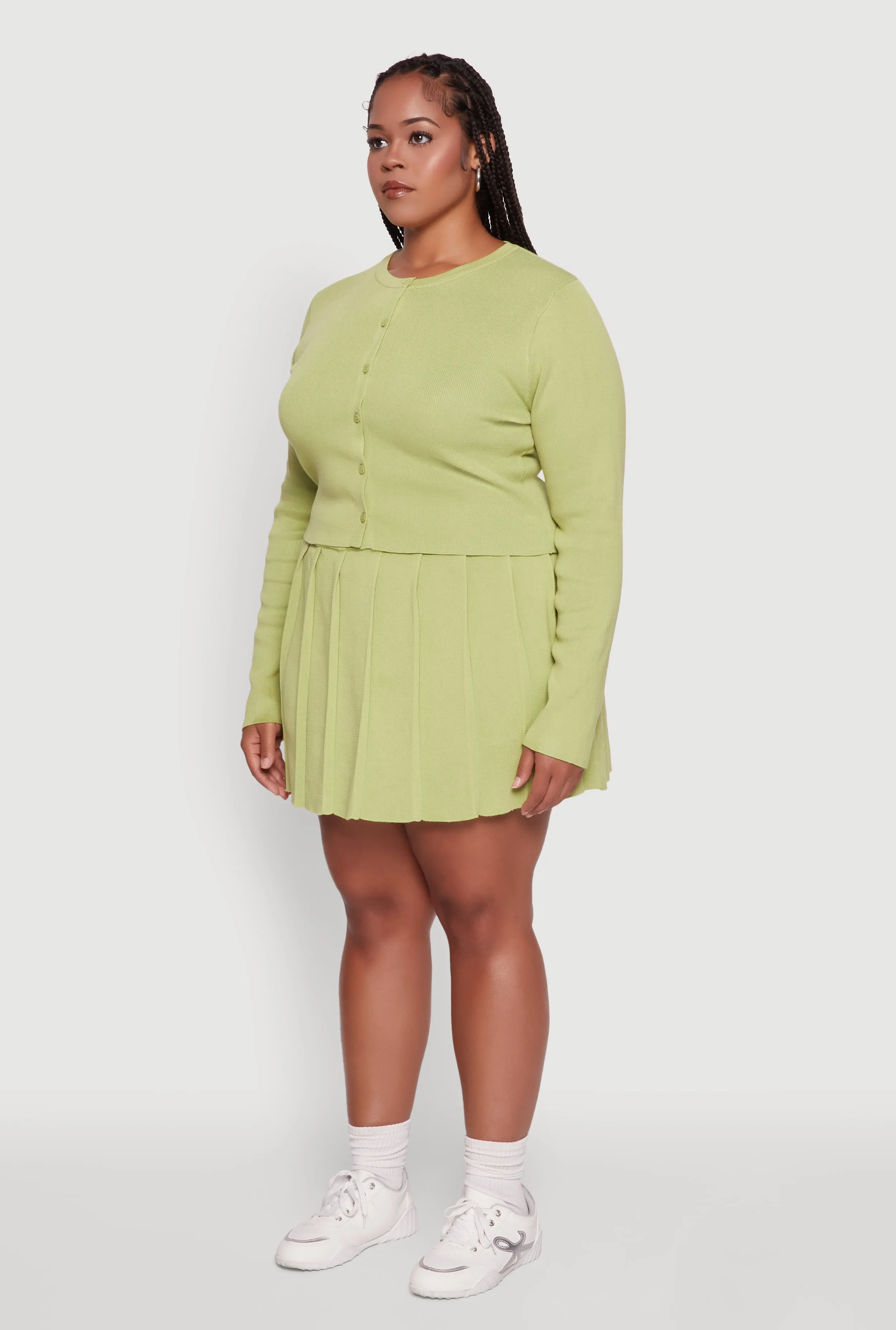 Plus Size Classic Fit Solid Button Front Cardigan sold by Rainbow product image thumbnail 5