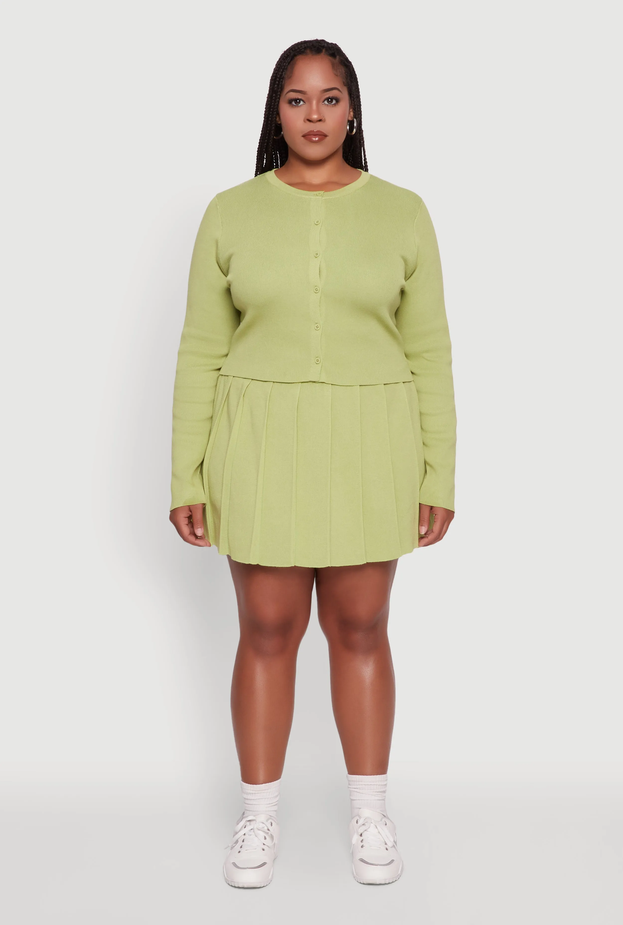 Plus Size Classic Fit Solid Button Front Cardigan sold by Rainbow product image thumbnail 2