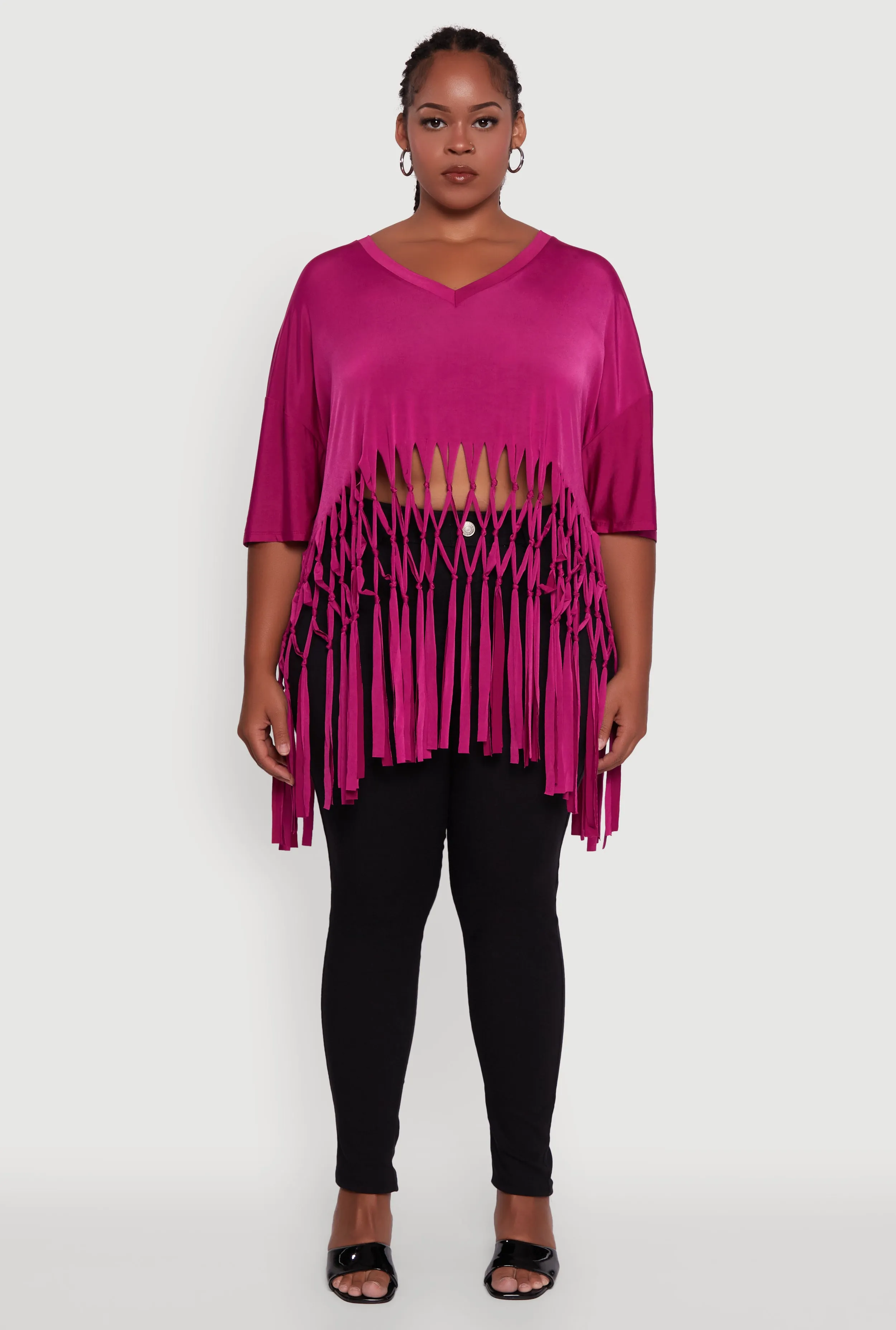 Plus Size Macrame Fringe Tunic Top sold by Rainbow product image thumbnail 3