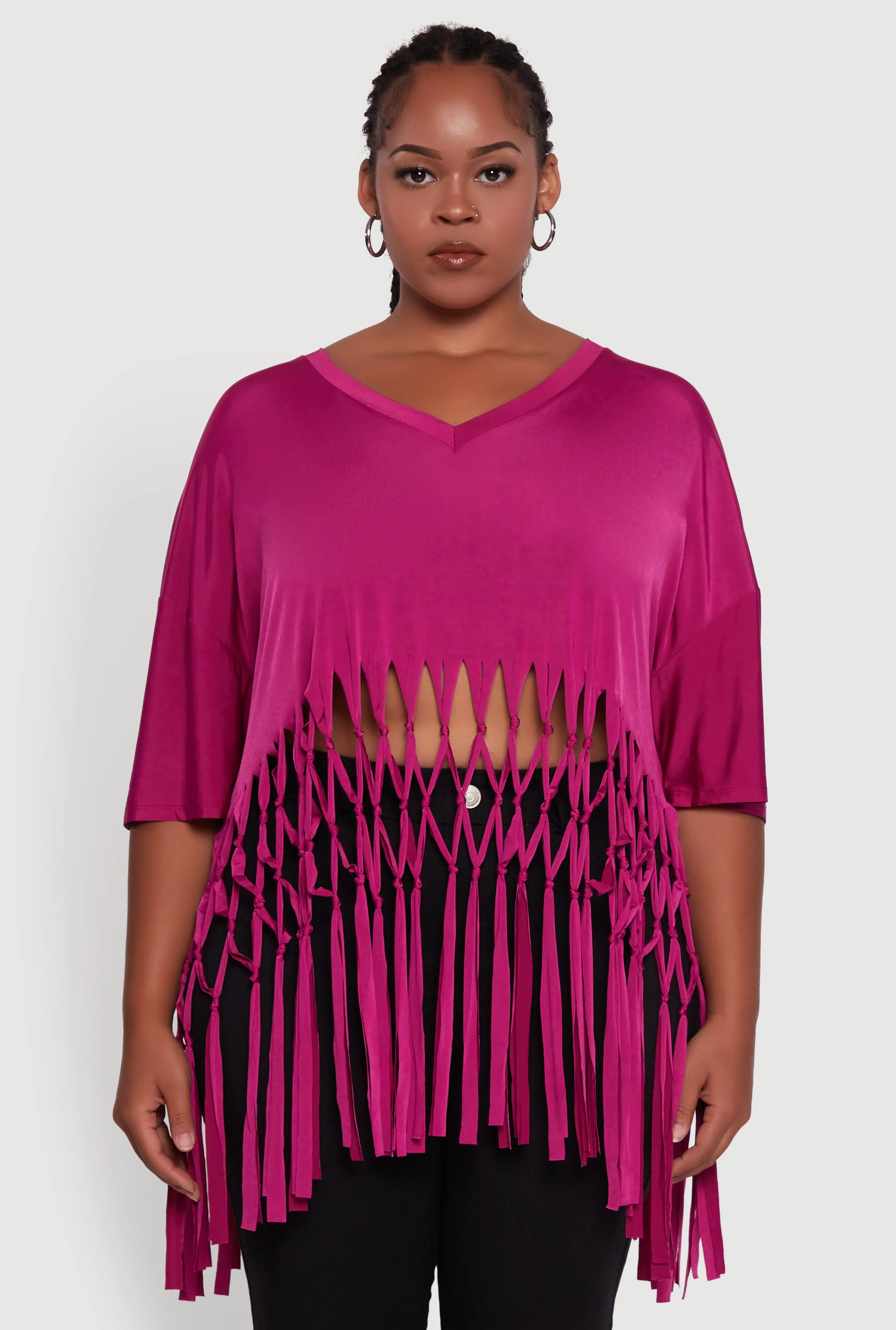 Plus Size Macrame Fringe Tunic Top sold by Rainbow product image thumbnail 2
