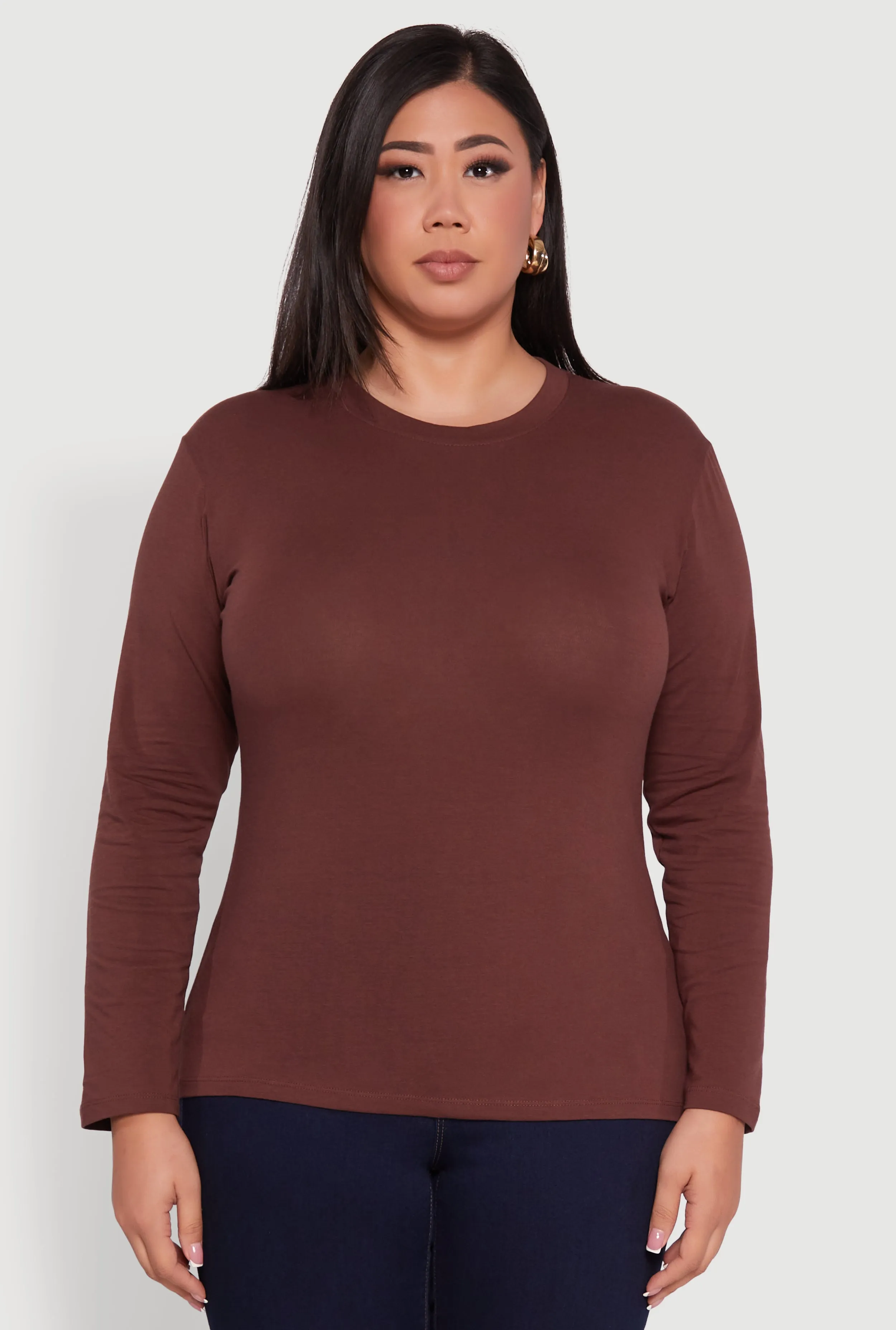 Plus Size Basic Long Sleeve Crew Neck T-Shirt sold by Rainbow product image thumbnail 2
