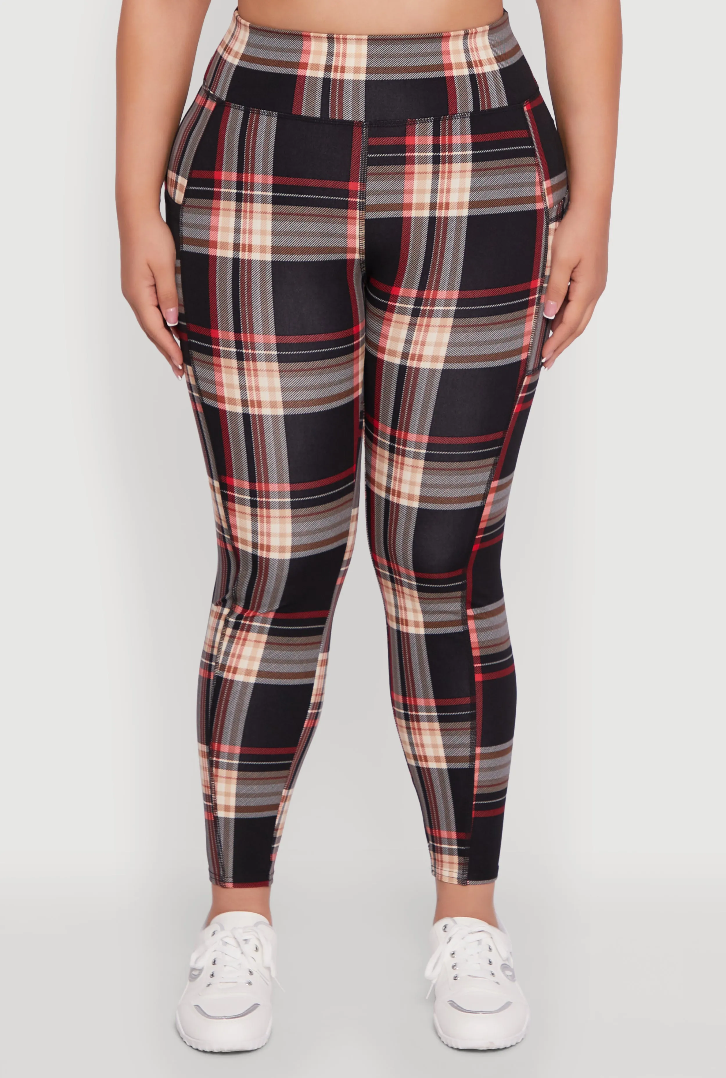 Plus Size High Waisted Cell Phone Pocket Plaid Leggings sold by Rainbow product image thumbnail 5