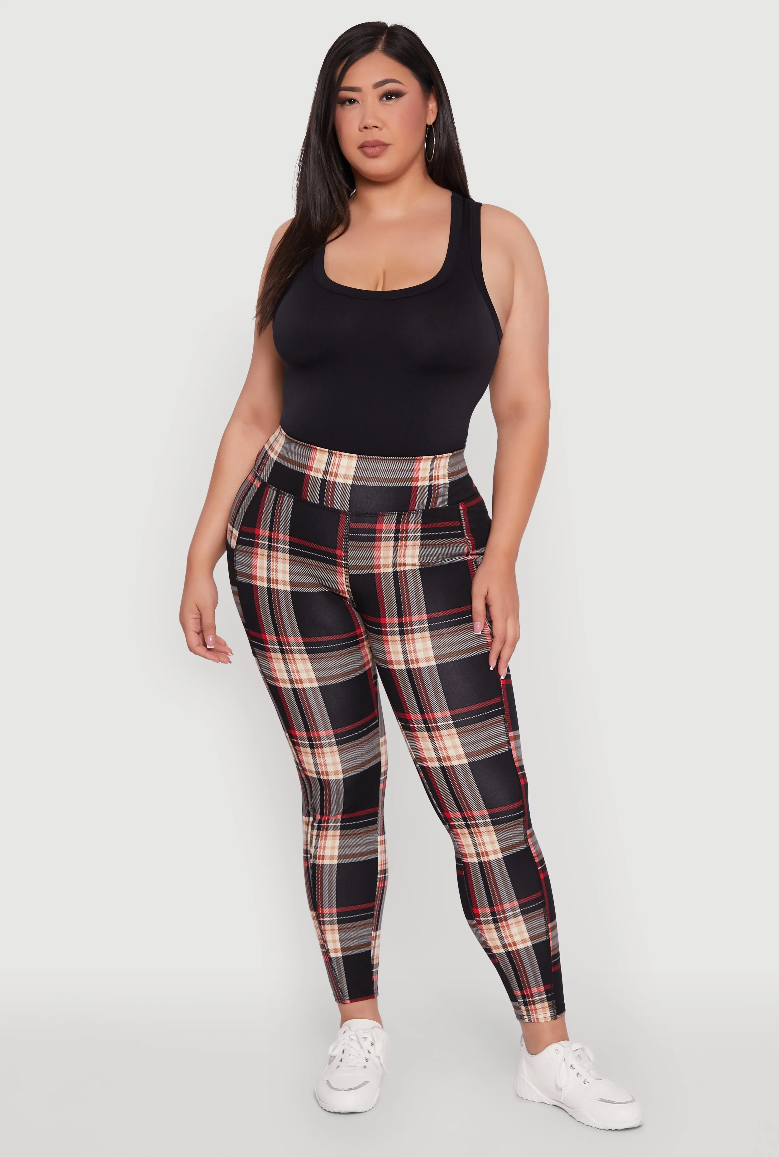 Plus Size High Waisted Cell Phone Pocket Plaid Leggings sold by Rainbow product image thumbnail 2