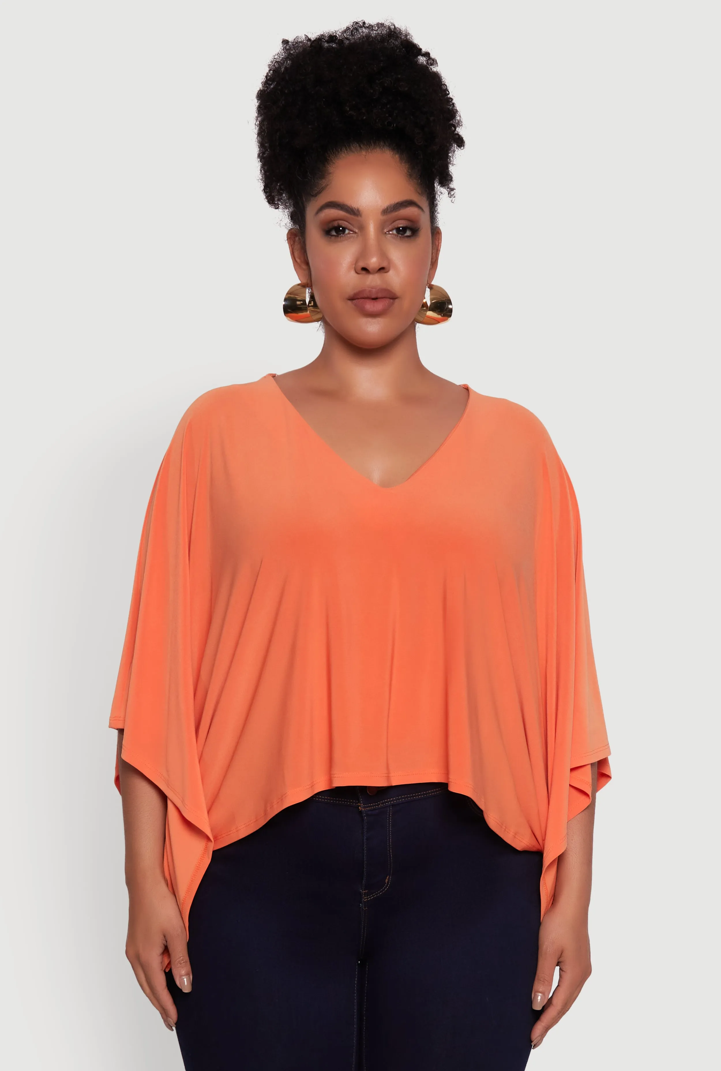 Plus Size Crepe Knit V Neck Crop Blouse sold by Rainbow product image thumbnail 2