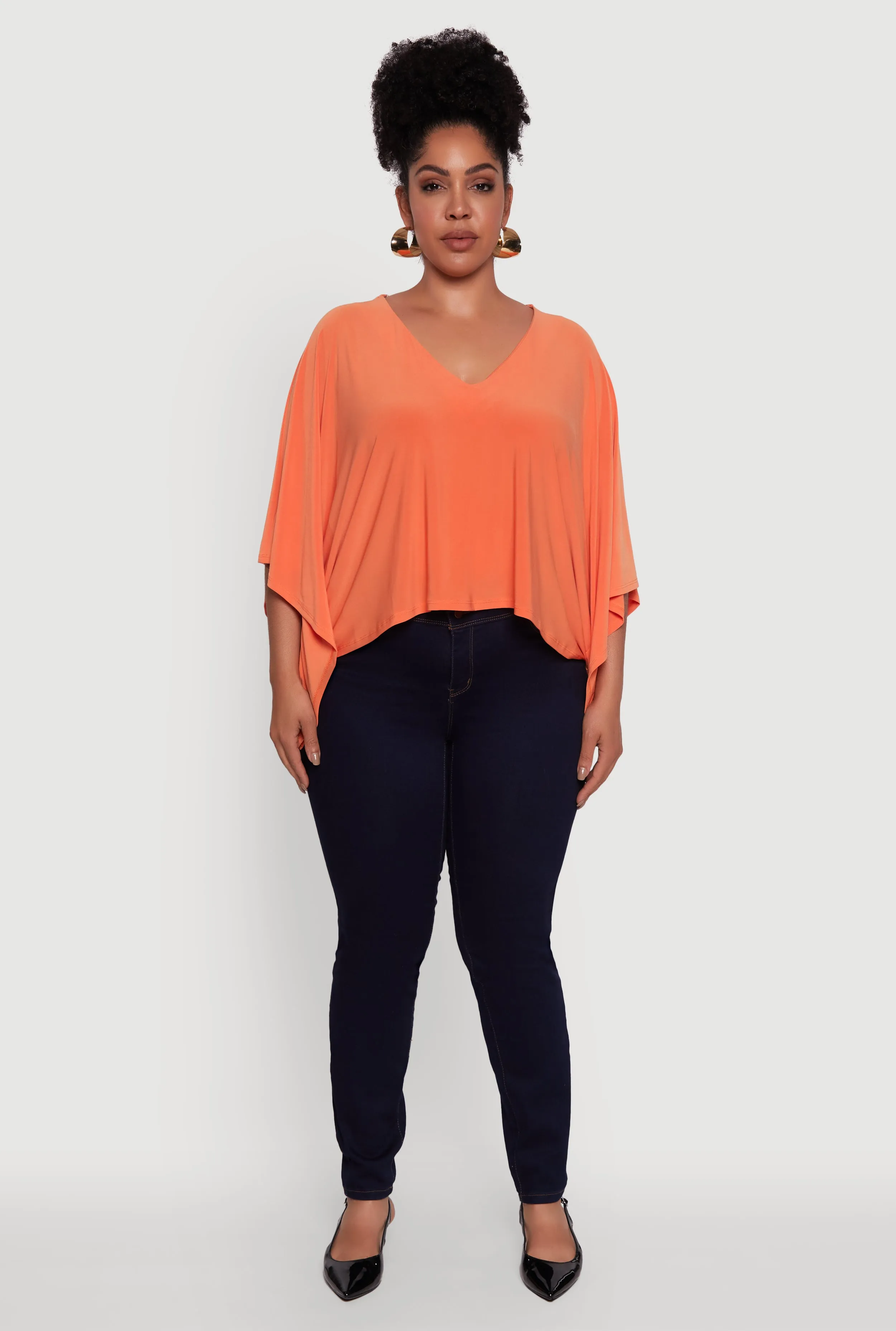 Plus Size Crepe Knit V Neck Crop Blouse sold by Rainbow product image thumbnail 3