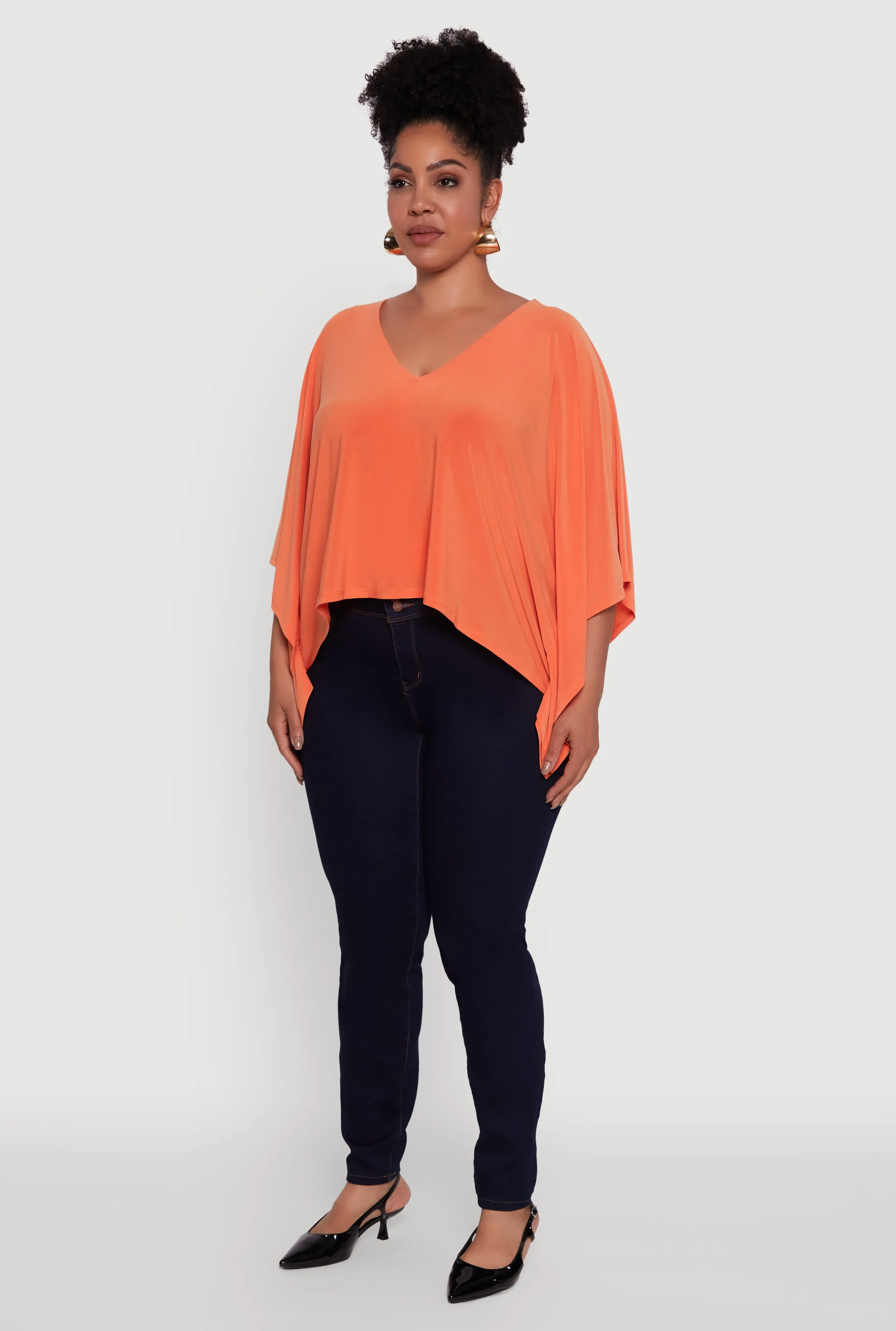 Plus Size Crepe Knit V Neck Crop Blouse sold by Rainbow product image thumbnail 5