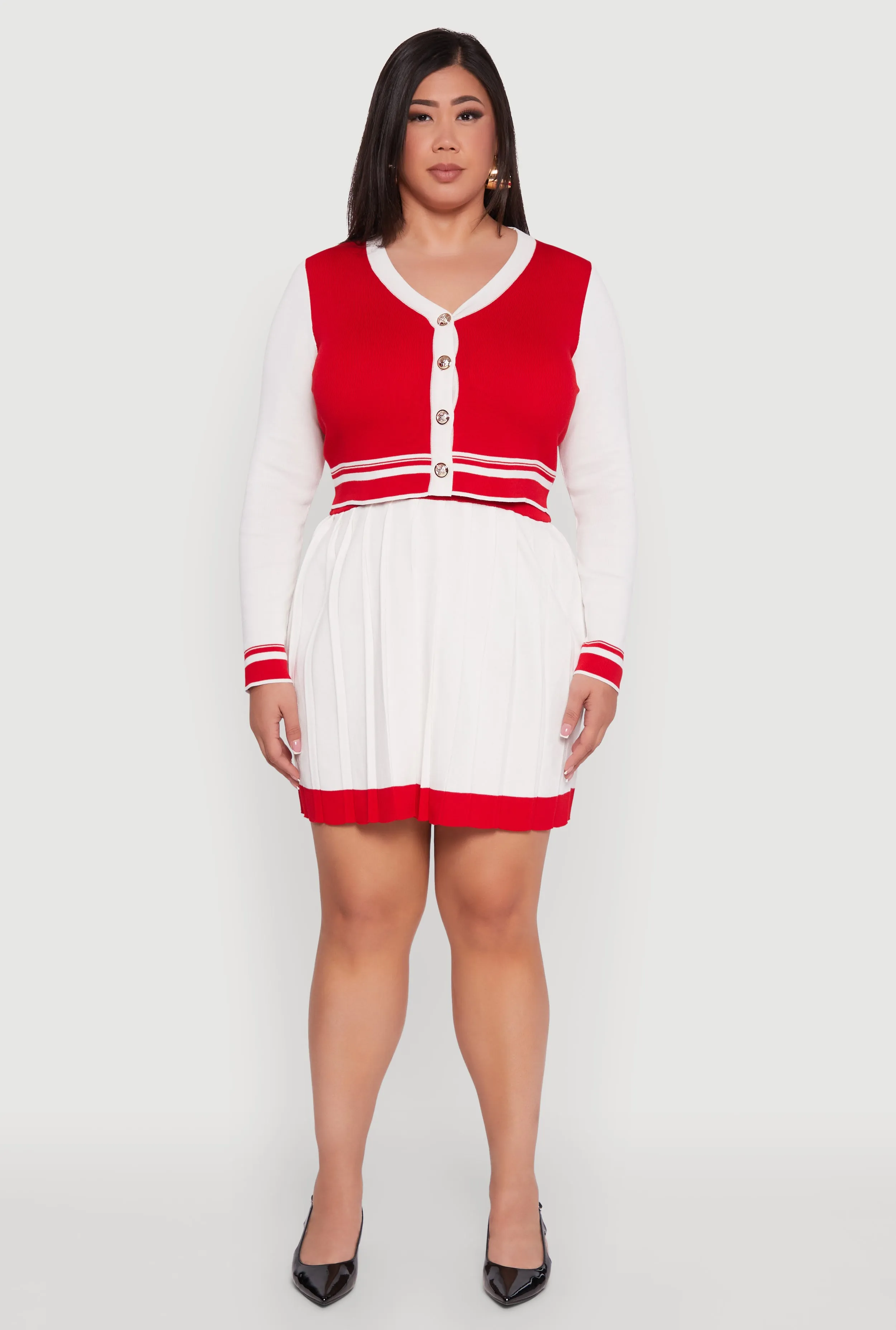 Plus Size Color Blocked Crop Cardigan sold by Rainbow product image thumbnail 2