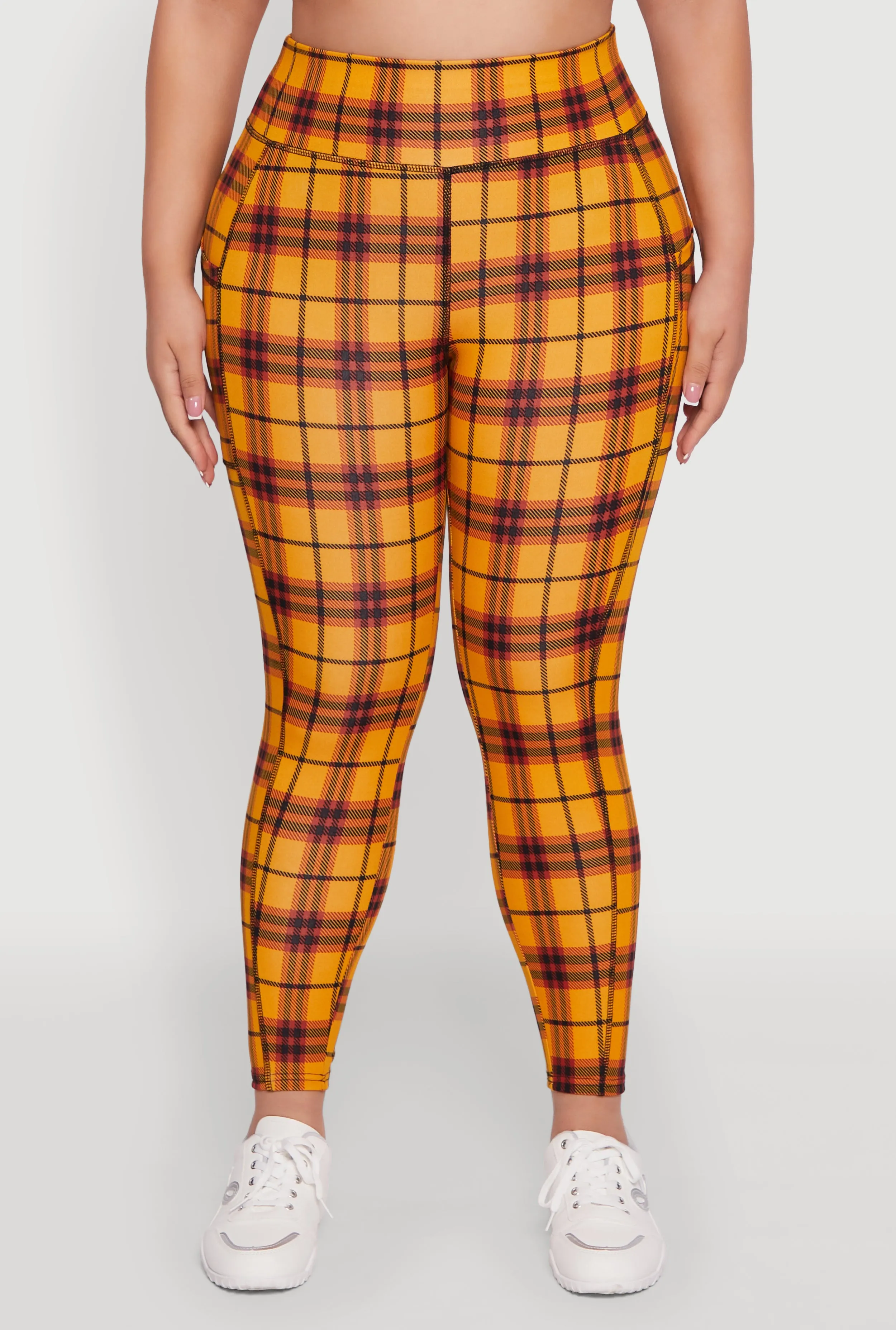 Plus Size High Waisted Cell Phone Pocket Plaid Leggings sold by Rainbow product image thumbnail 5