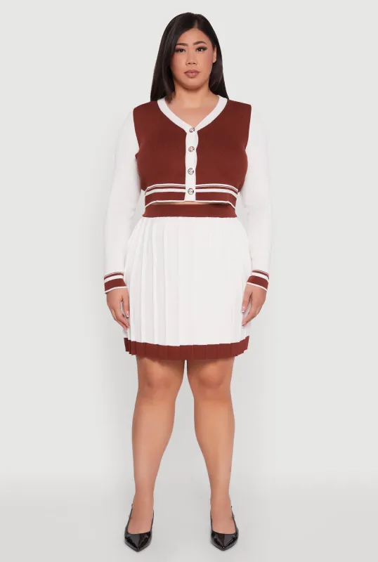 Plus Size Color Blocked Pleated Midi Skirt sold by Rainbow