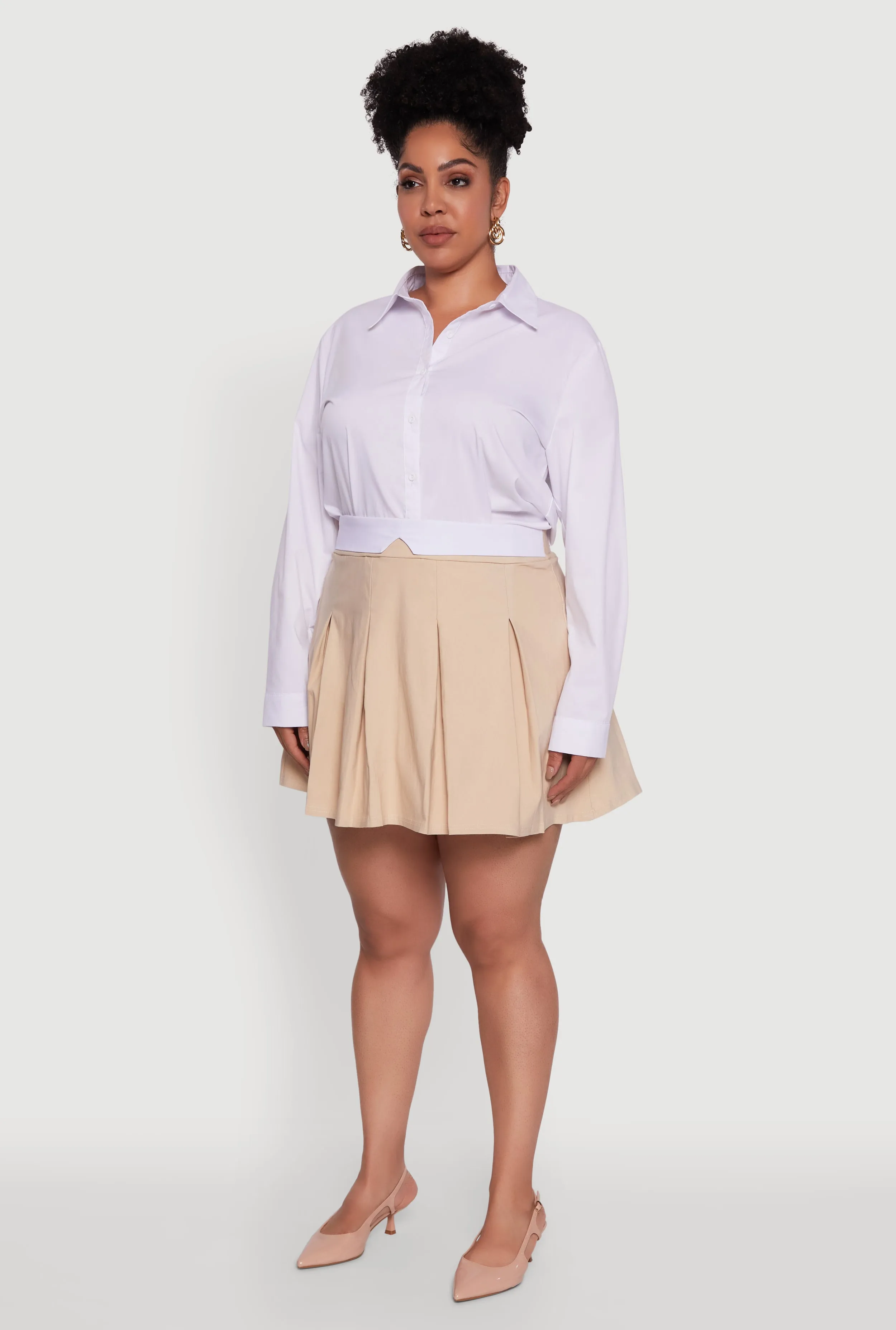 Plus Size Mini Pleated Skirt with Contrast Waistband sold by Rainbow product image thumbnail 3