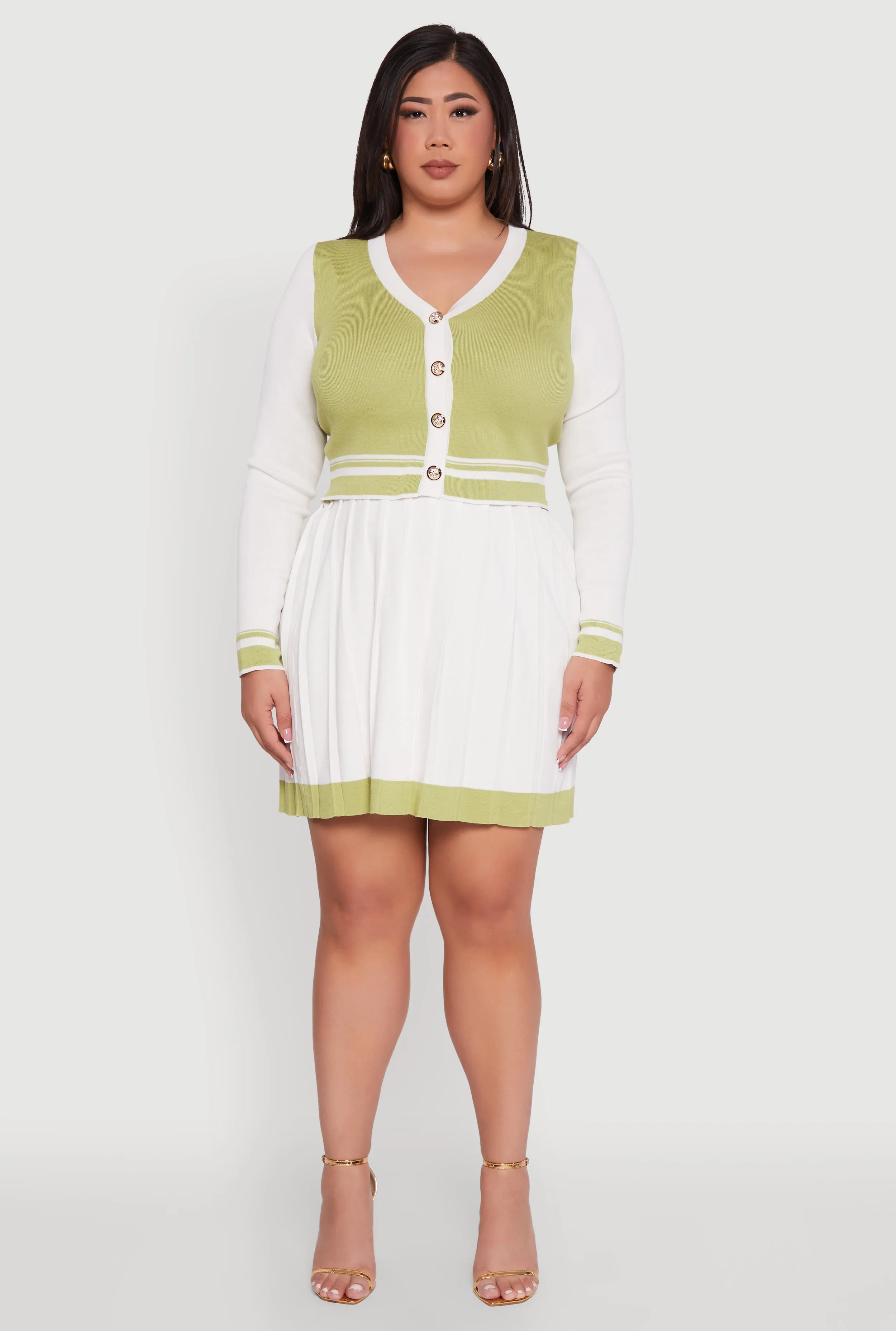 Plus Size Color Blocked Crop Cardigan sold by Rainbow product image thumbnail 2