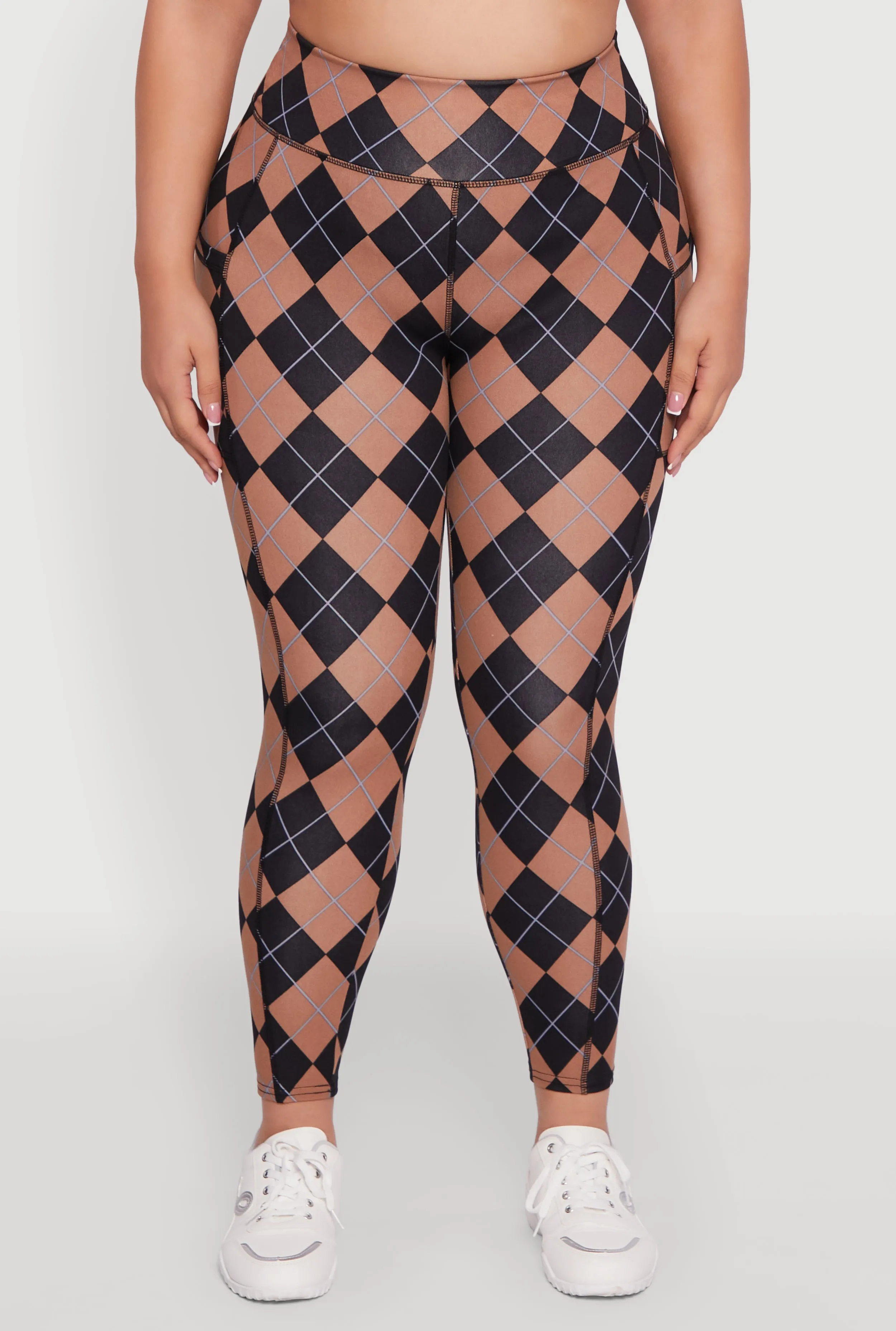 Plus Size High Waisted Cell Phone Pocket Plaid Leggings sold by Rainbow product image thumbnail 5
