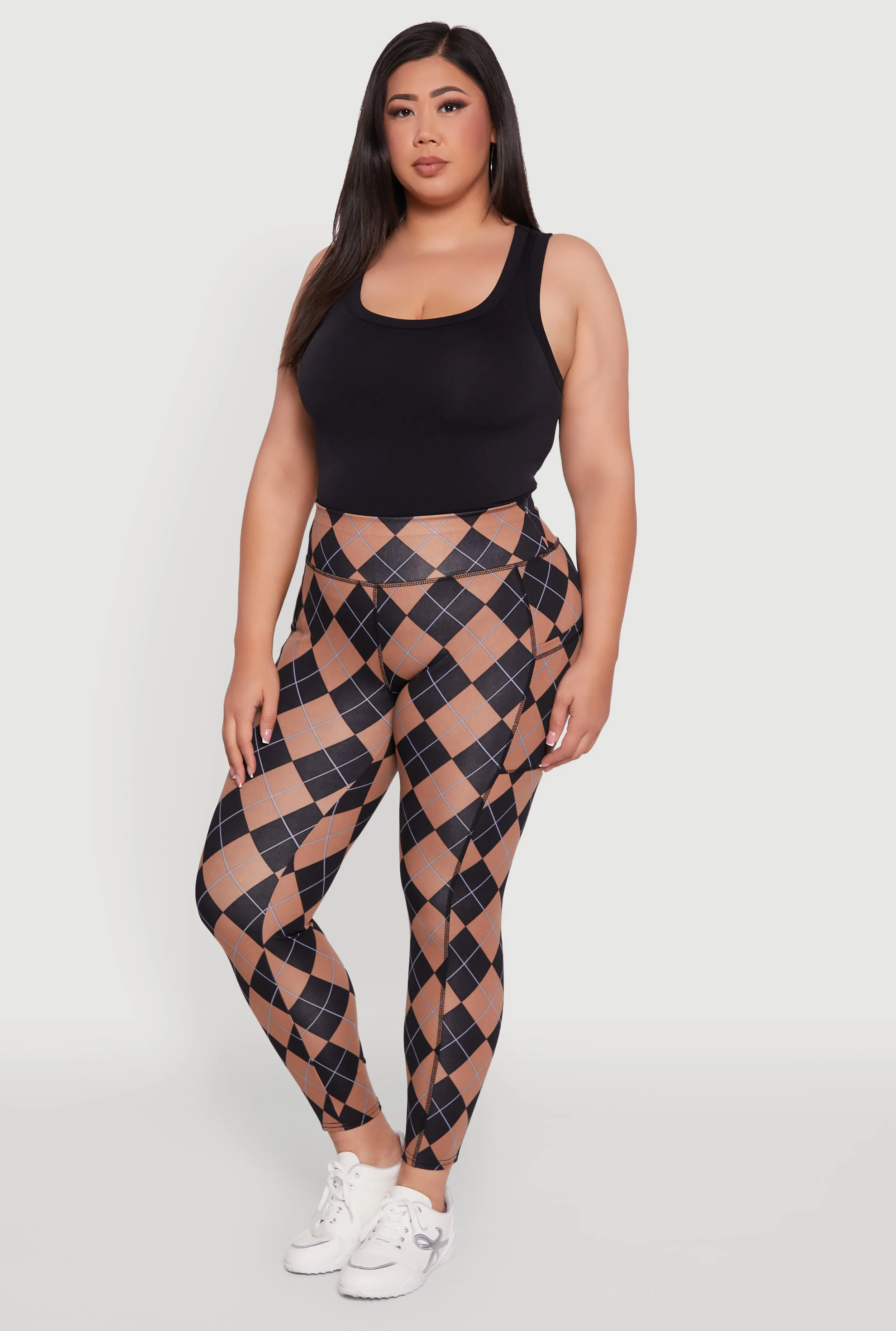 Plus Size High Waisted Cell Phone Pocket Plaid Leggings sold by Rainbow product image thumbnail 2