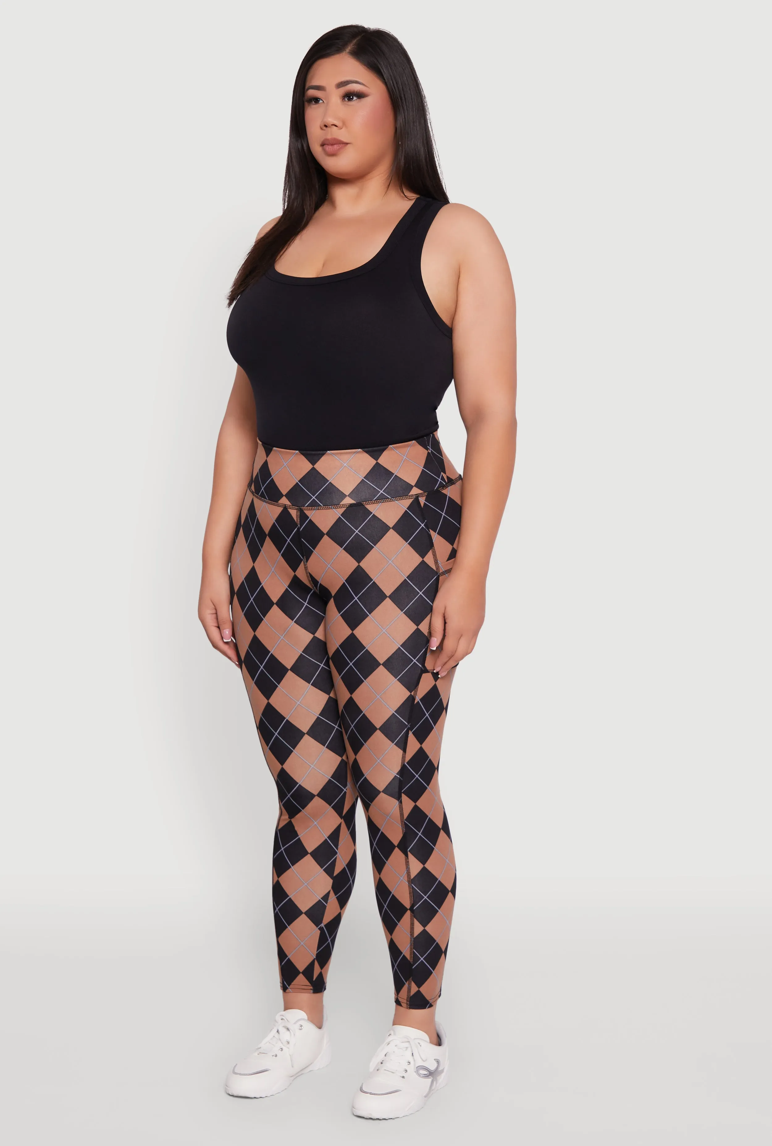 Plus Size High Waisted Cell Phone Pocket Plaid Leggings sold by Rainbow product image thumbnail 3