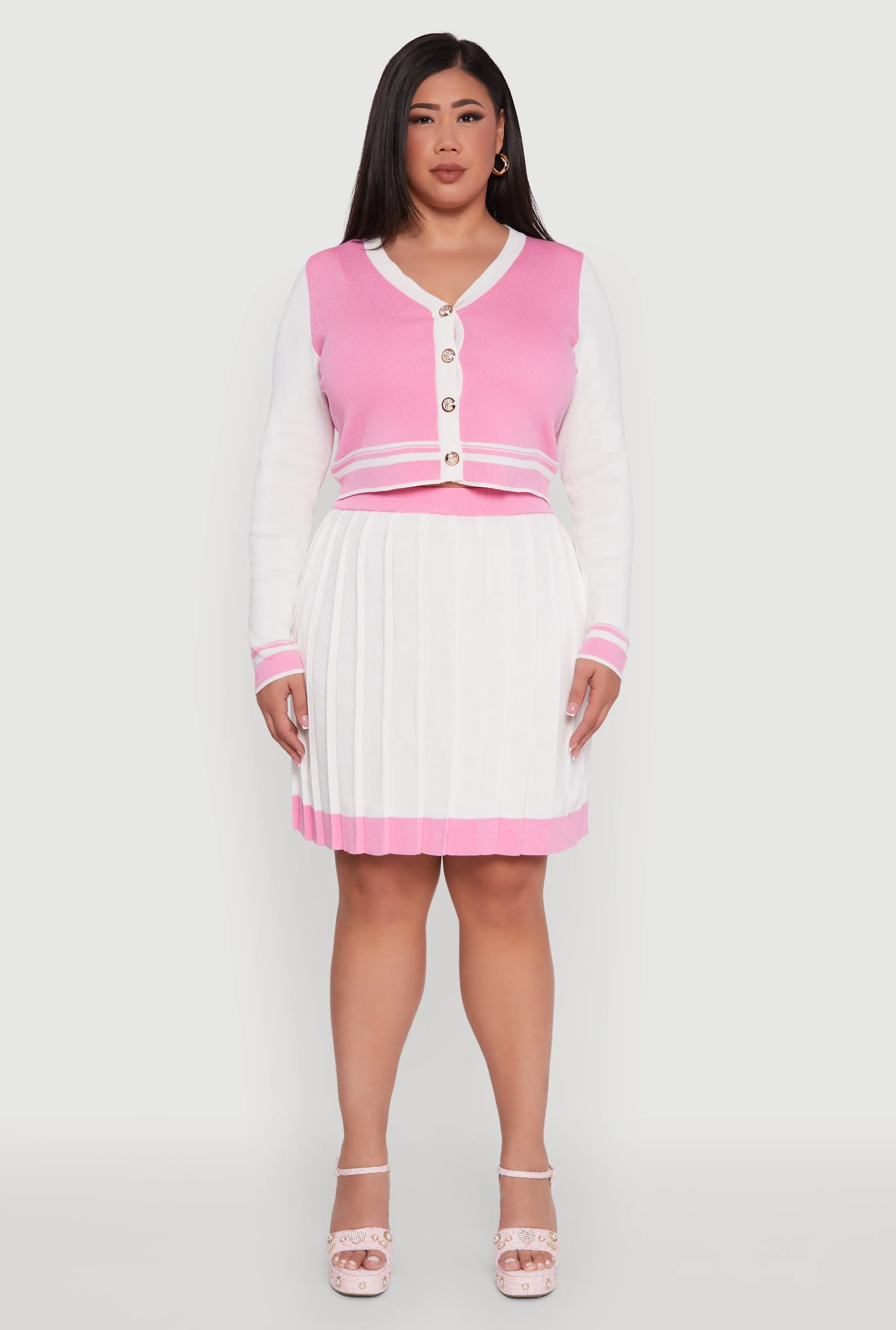 Plus Size Color Blocked Crop Cardigan sold by Rainbow product image thumbnail 2