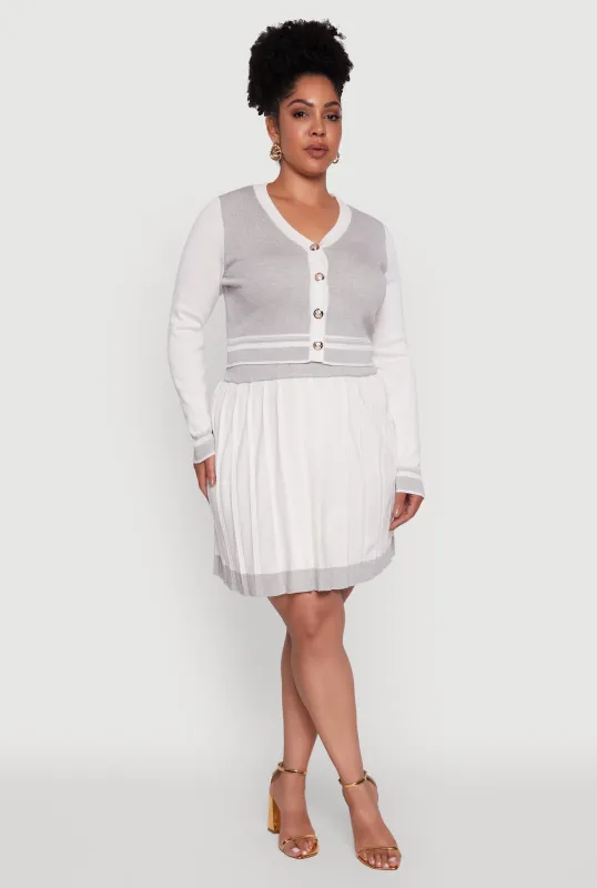 Plus Size Color Blocked Pleated Midi Skirt sold by Rainbow