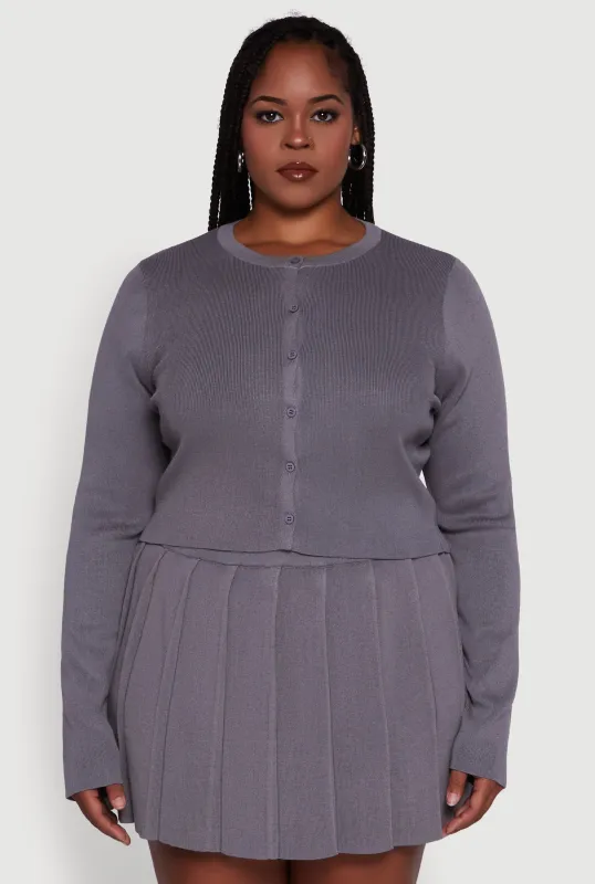 Plus Size Classic Fit Solid Button Front Cardigan sold by Rainbow