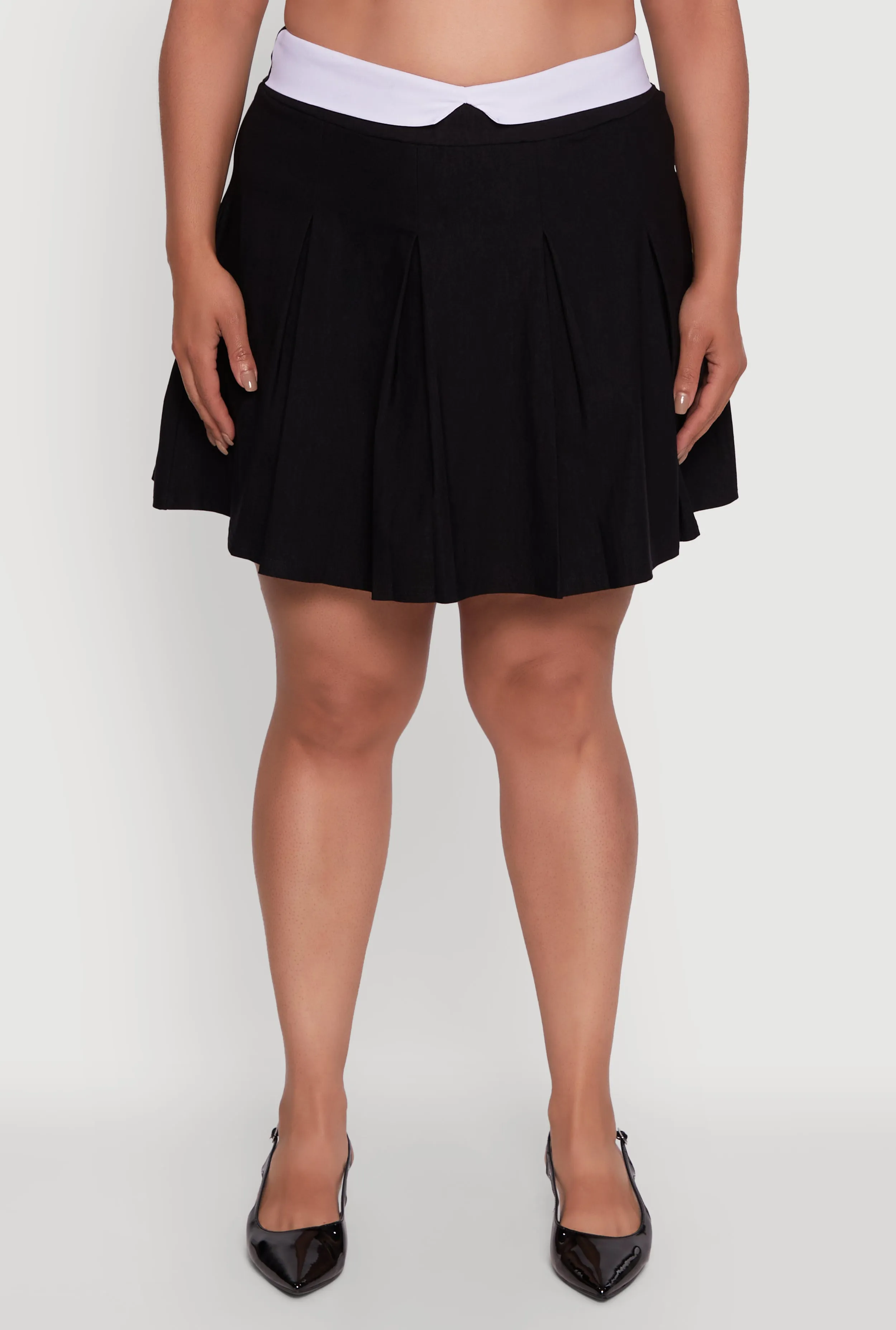 Plus Size Mini Pleated Skirt with Contrast Waistband sold by Rainbow product image thumbnail 5