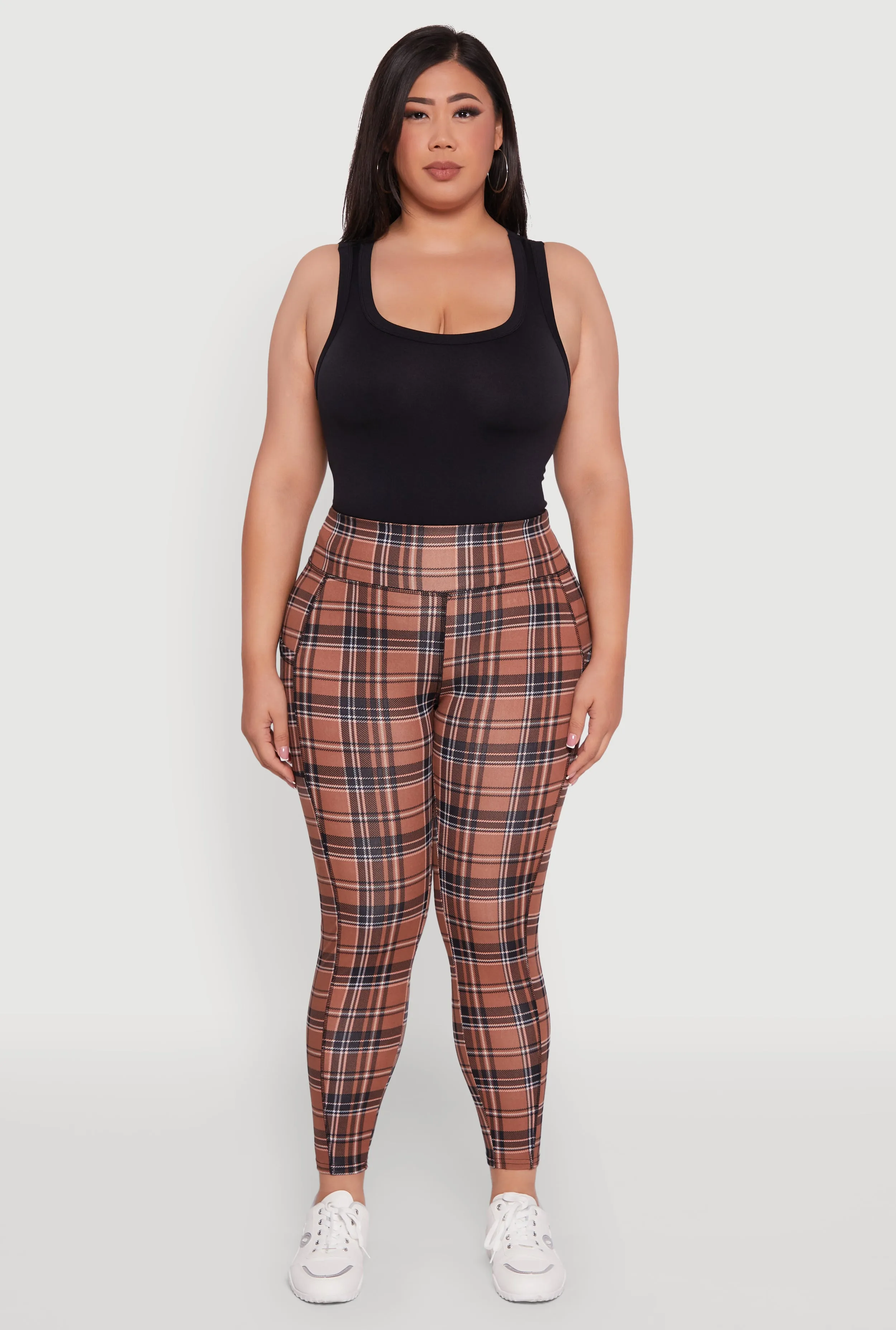 Plus Size High Waisted Cell Phone Pocket Plaid Leggings sold by Rainbow product image thumbnail 2