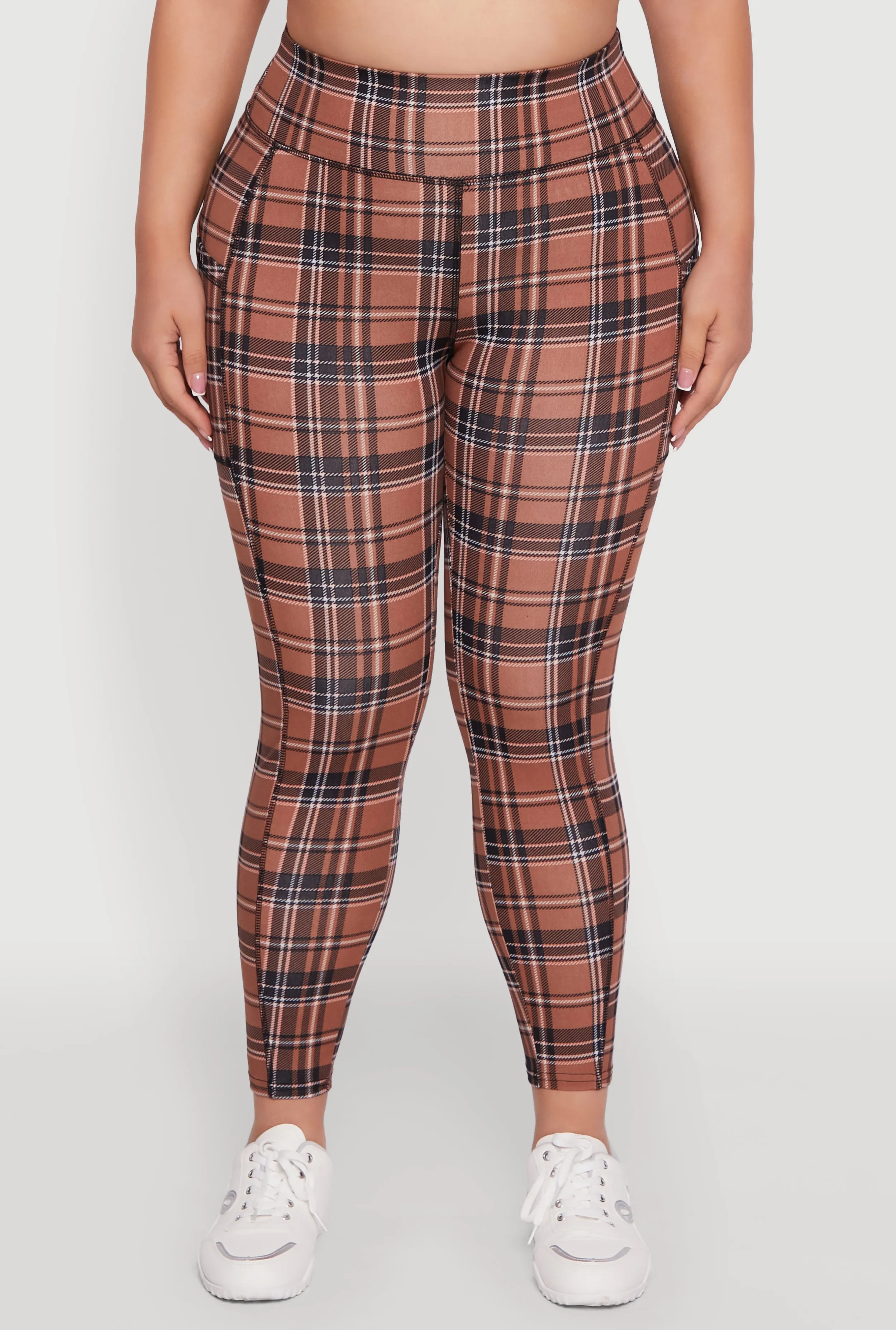 Plus Size High Waisted Cell Phone Pocket Plaid Leggings sold by Rainbow product image thumbnail 5